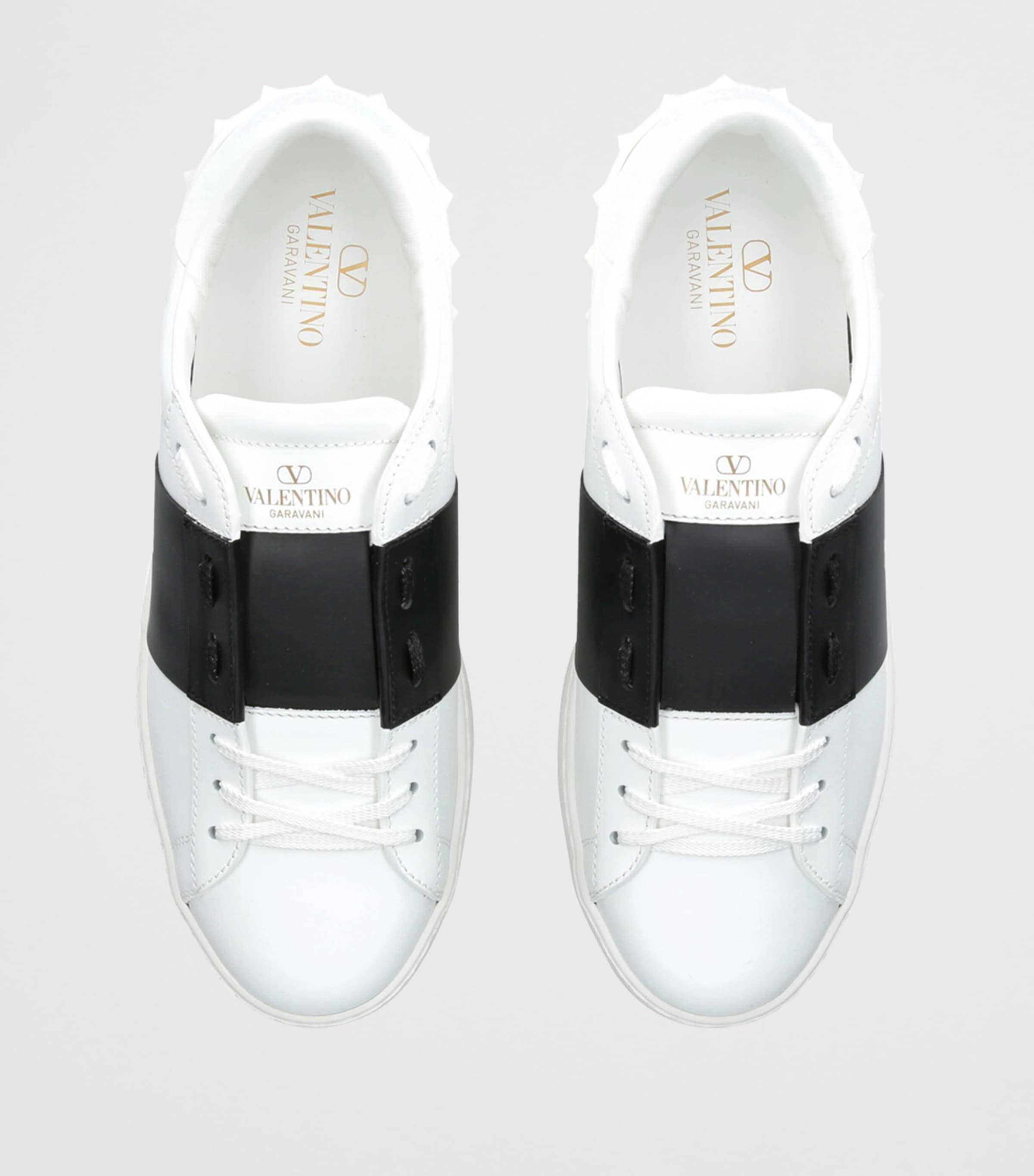 Leather Open Sneakers WHITE/BLK Image 4