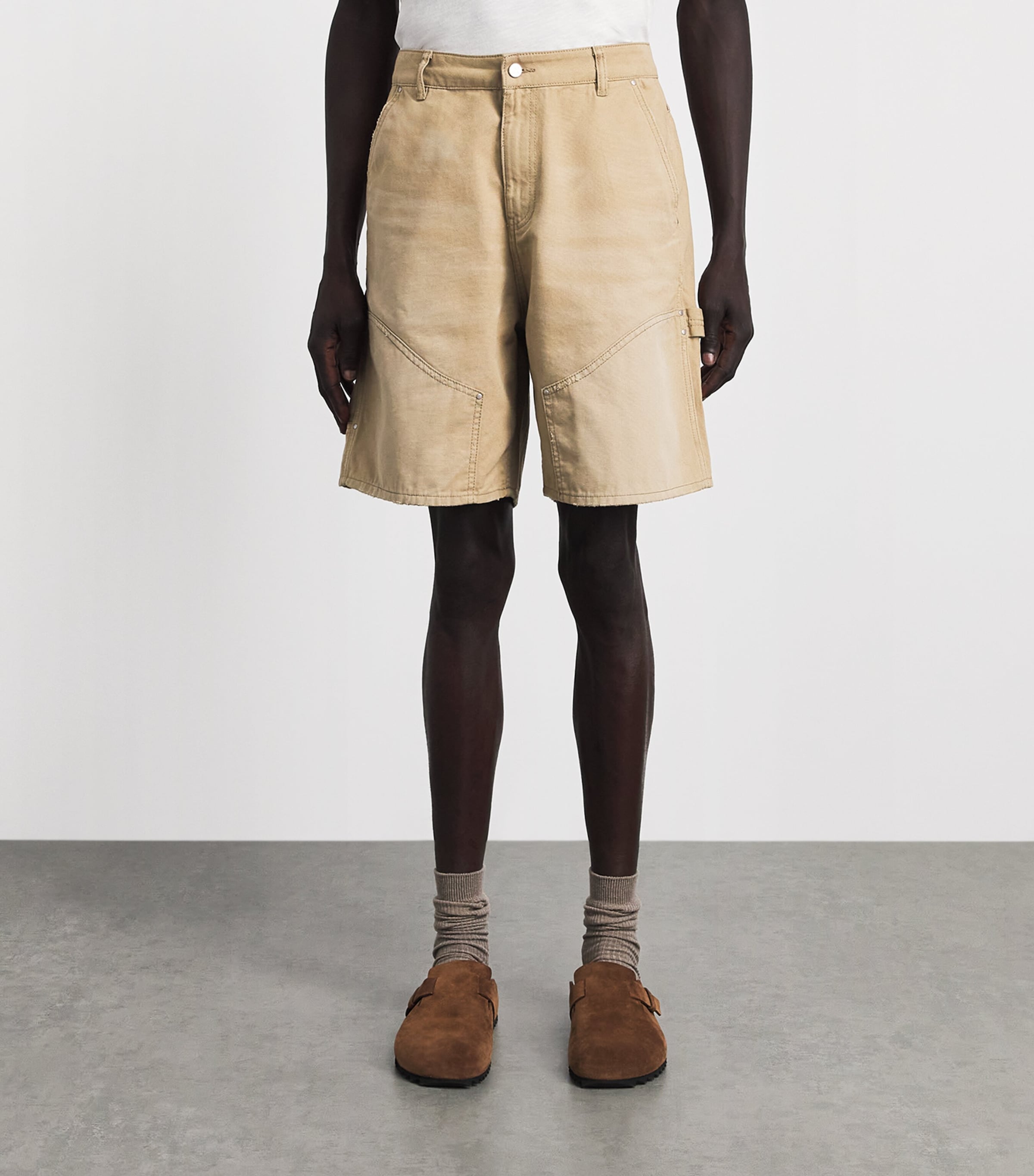 Represent Mens Carpenter Chino Shorts Beige Image 4