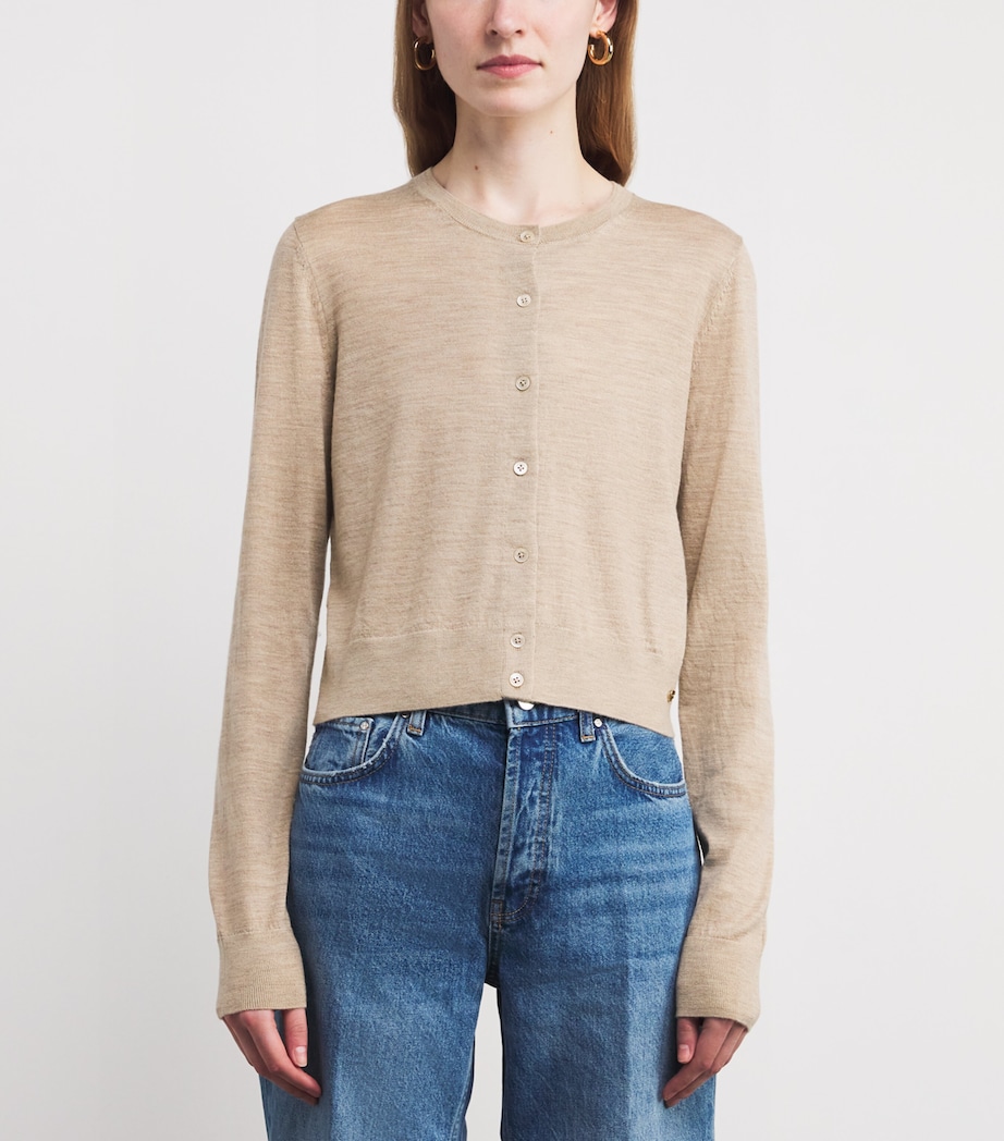Wool-Cashmere Moni Cropped Cardigan TAUPE Image 3