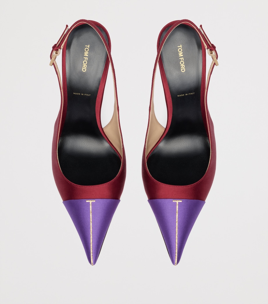 TOM FORD Womens Satin T Slingback Pumps Vrb Image 3