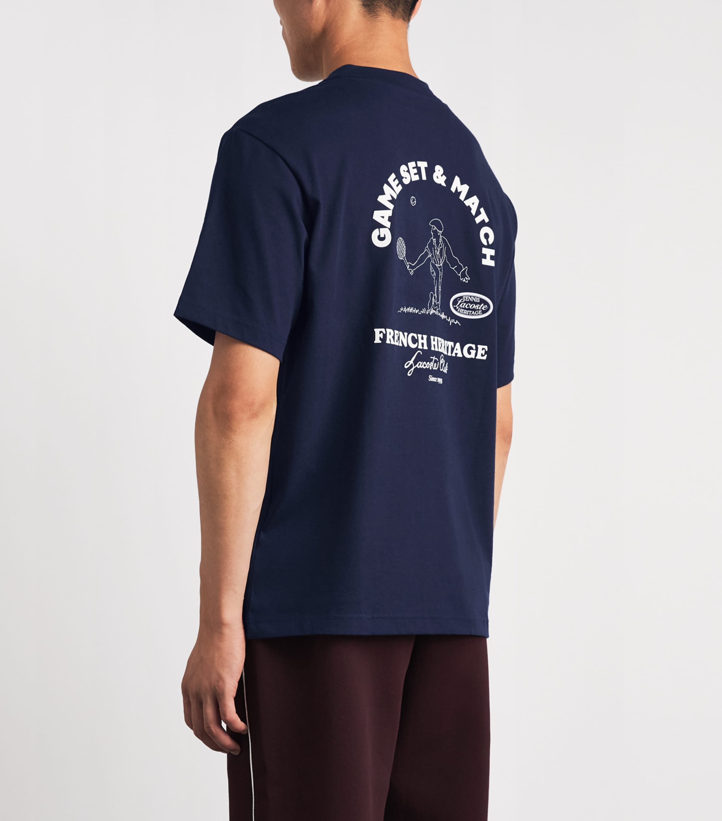 Lacoste Mens Ultra Dry Tennis Heritage Graphic T-Shirt Navy Blue Image 5