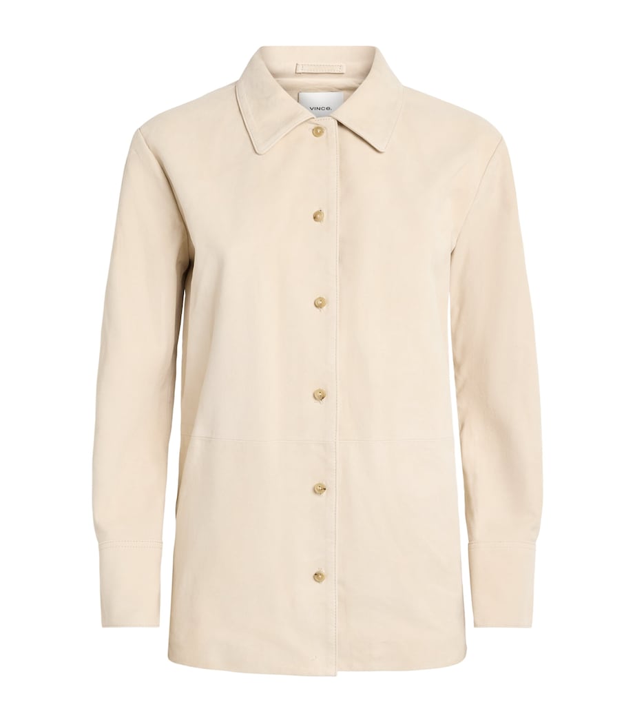 Vince Womens Suede Overshirt Sand Beige Image 1