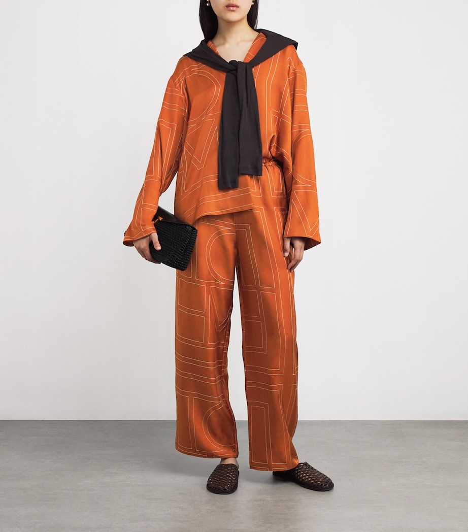 Silk Embroidered Monogram Shirt 161 TERRACOTTA Image 2