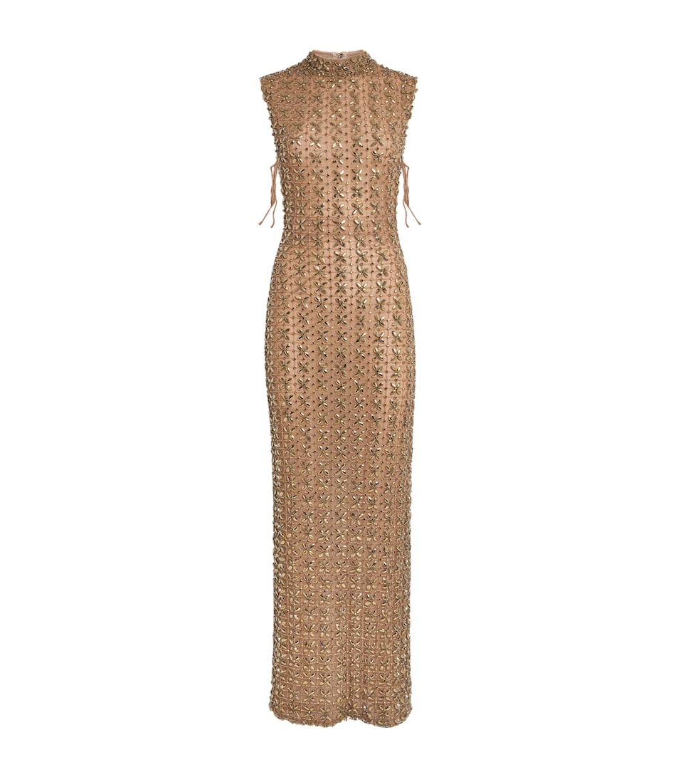 Rachel Gilbert Embellished Indi Gown Gold
