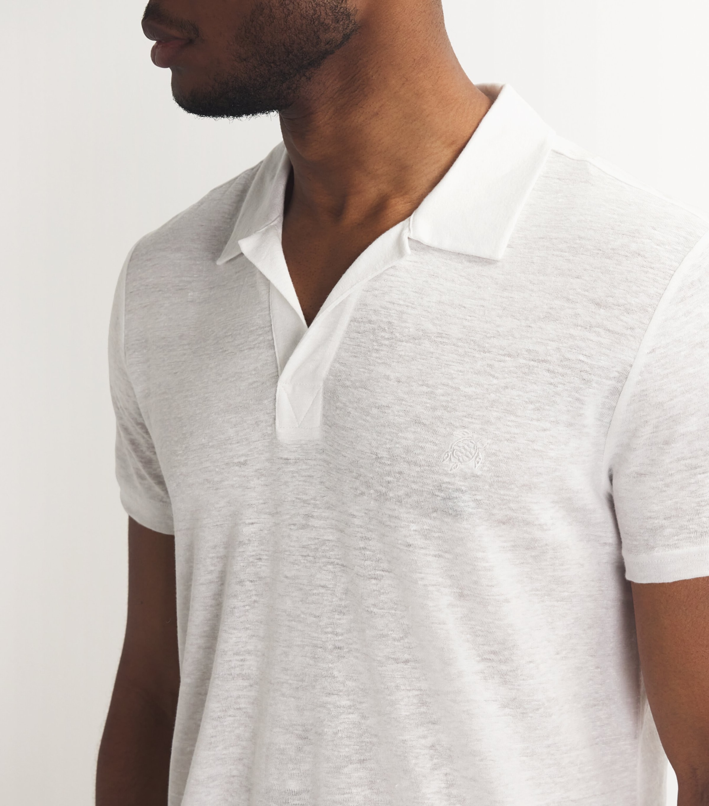 Linen Pyramid Polo Shirt 010 WHITE Image 6