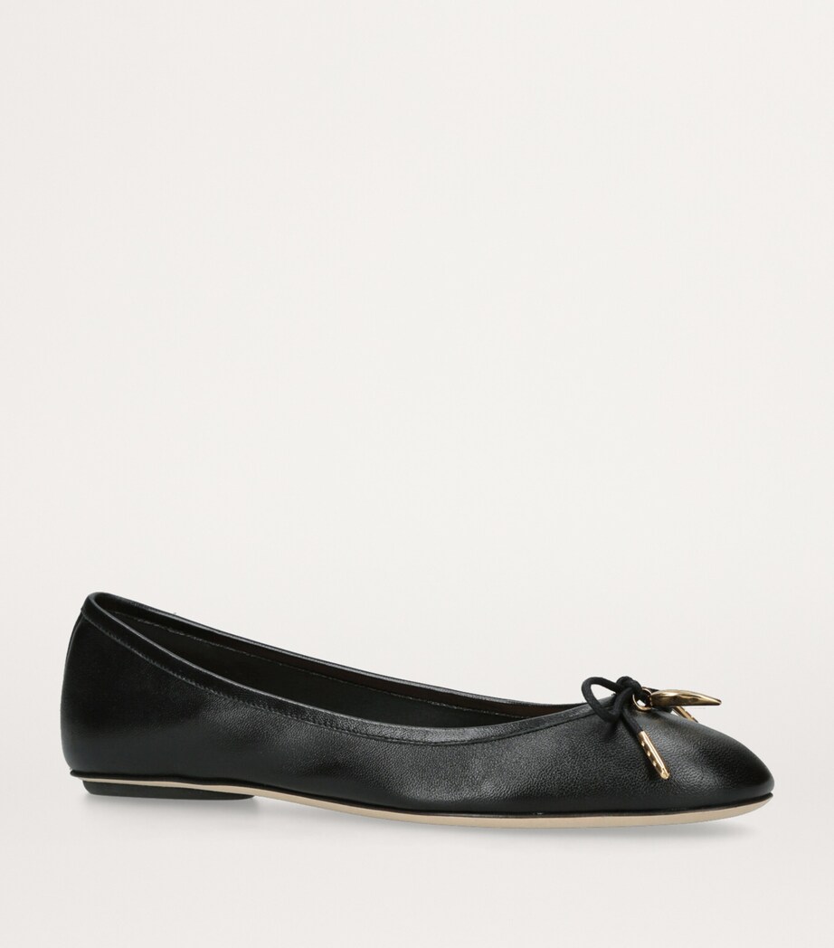 Leather Iris Ballet Flats BLACK Image 3