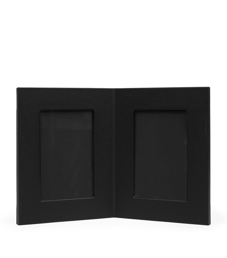 Smythson Calfskin Panama Double Frame (6” x 4”) Blk Image 1