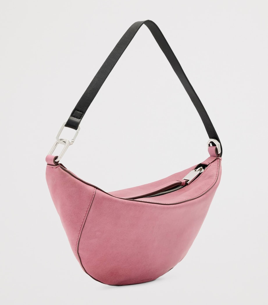 AllSaints Mini Leather Luna Shoulder Bag Raspberry Pink Image 3