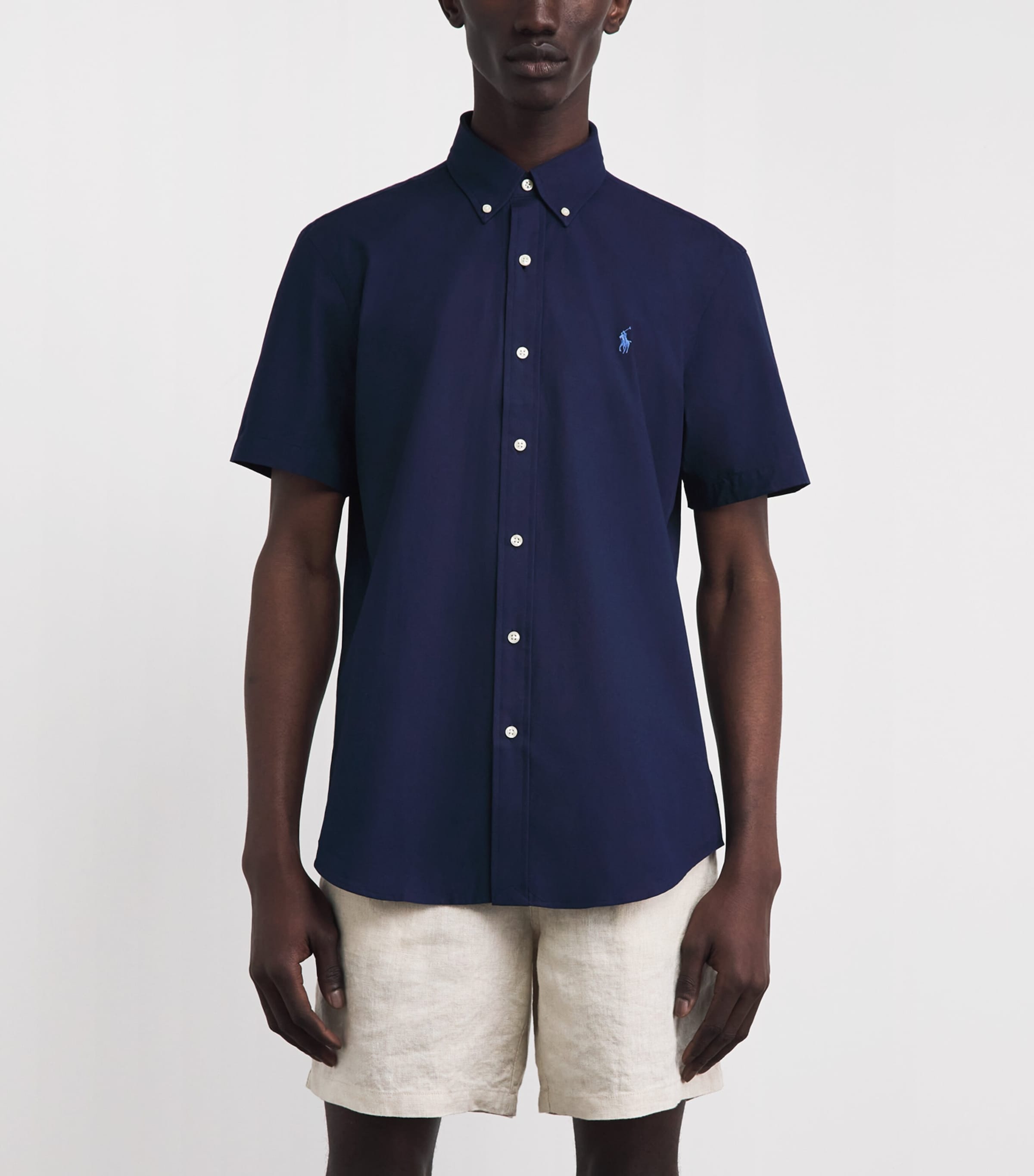 Polo Ralph Lauren Mens Stretch-Cotton Custom-Fit Shirt Newport Navy Image 4