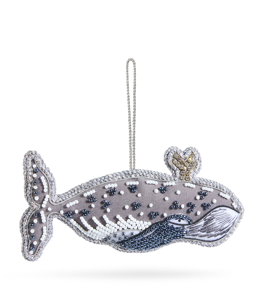 Felt Grey Whale Tree Decoration GREY/WHITE Image 1