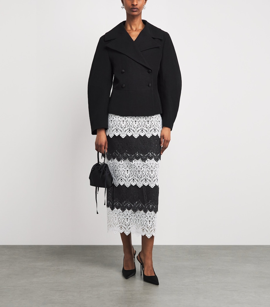 Carolina Herrera Womens Lace Midi Skirt Black/white Image 2
