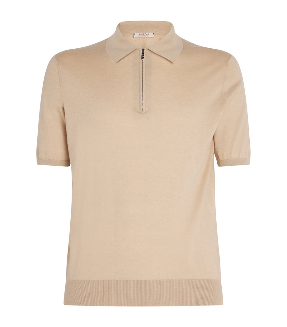 Cotton-Cashmere Zip Polo Shirt E.3-DESERTO Image 1