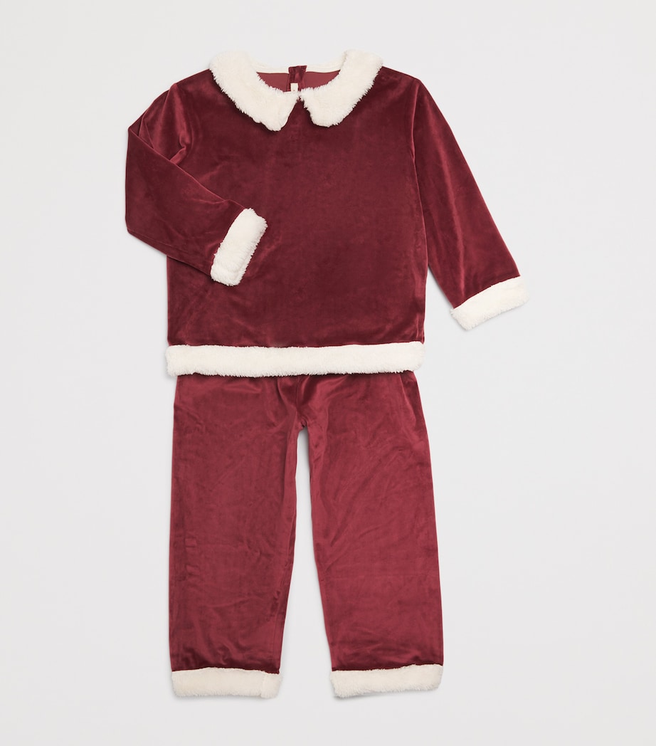 Velvet Christmas T-shirt and Trousers Set (3-6 Years) S10016 RED DAHLIA Image 3