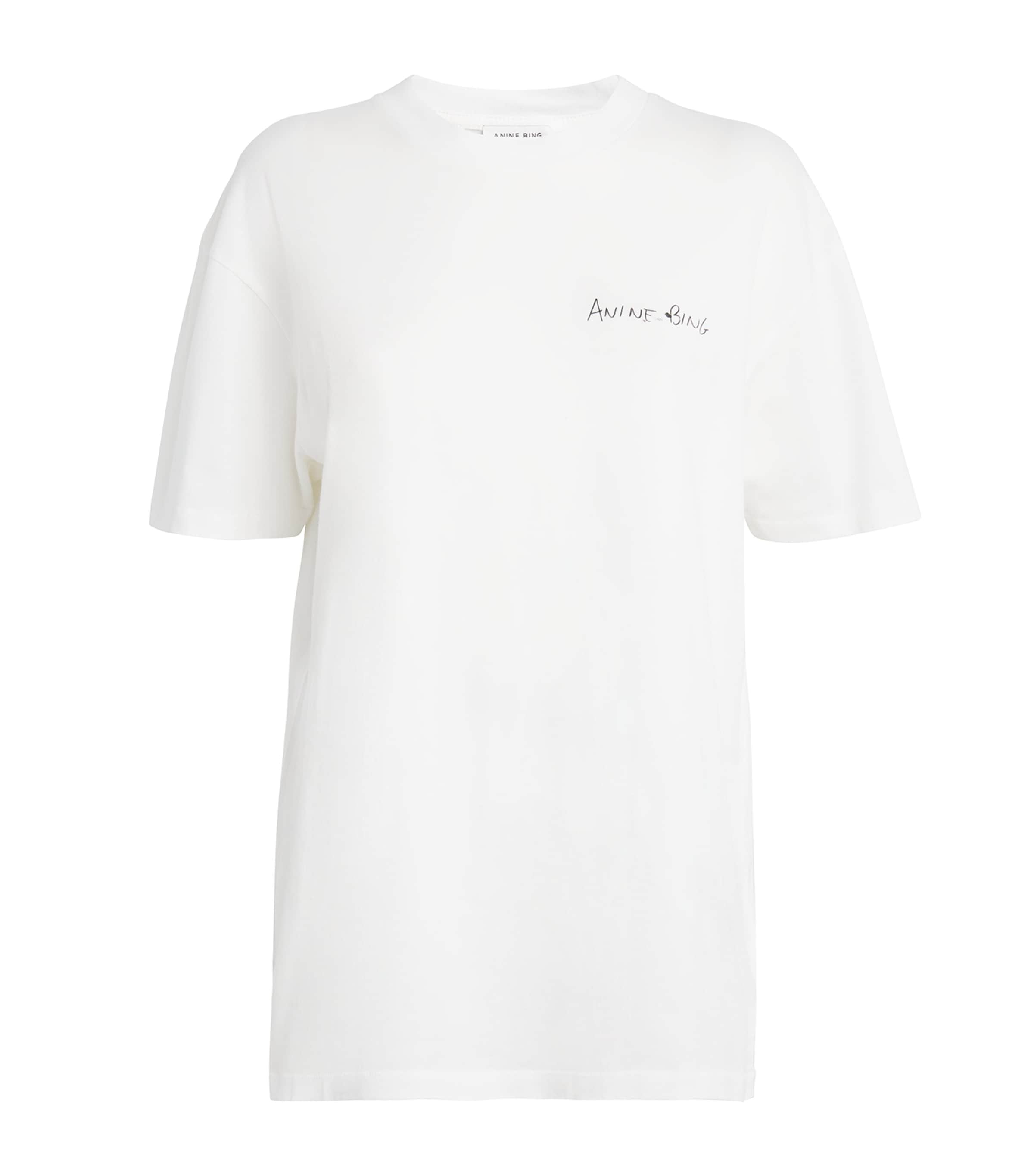 Shop Anine Bing Cotton Walker Tee Lyrics T-shirt In Ivory
