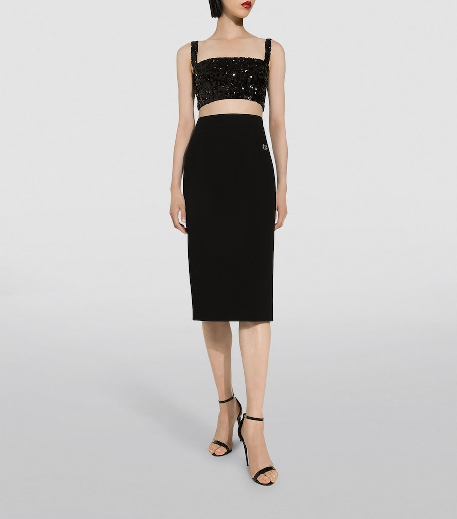Sequin Sleeveless Crop Top N0000-BLACK Image 4