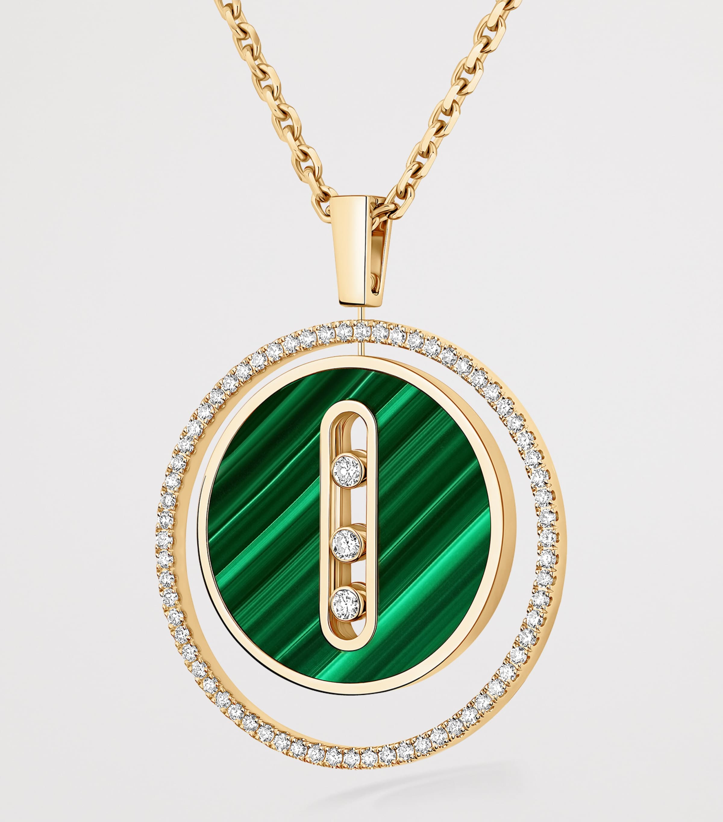 Messika Lucky Move Yellow Gold, Diamond and Malachite Necklace (0.38ct) Yellow Gold Image 3