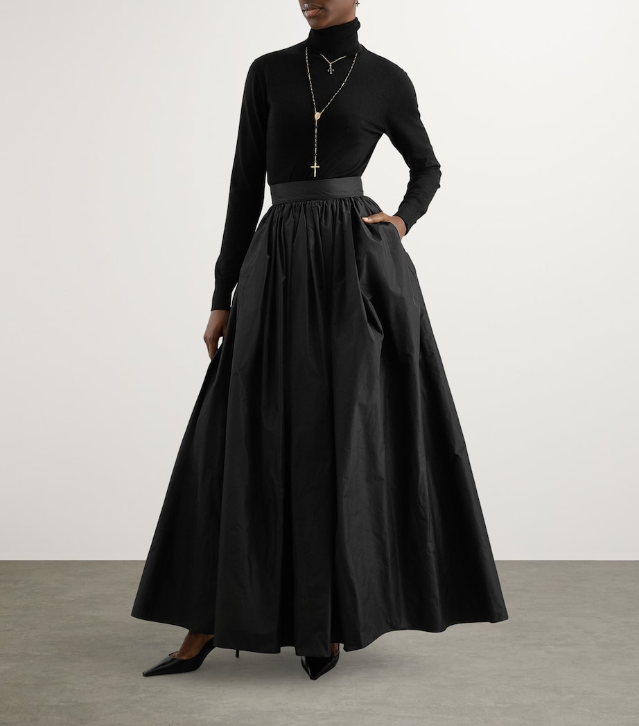 Taffeta Circle Maxi Skirt N0000-BLACK Image 2