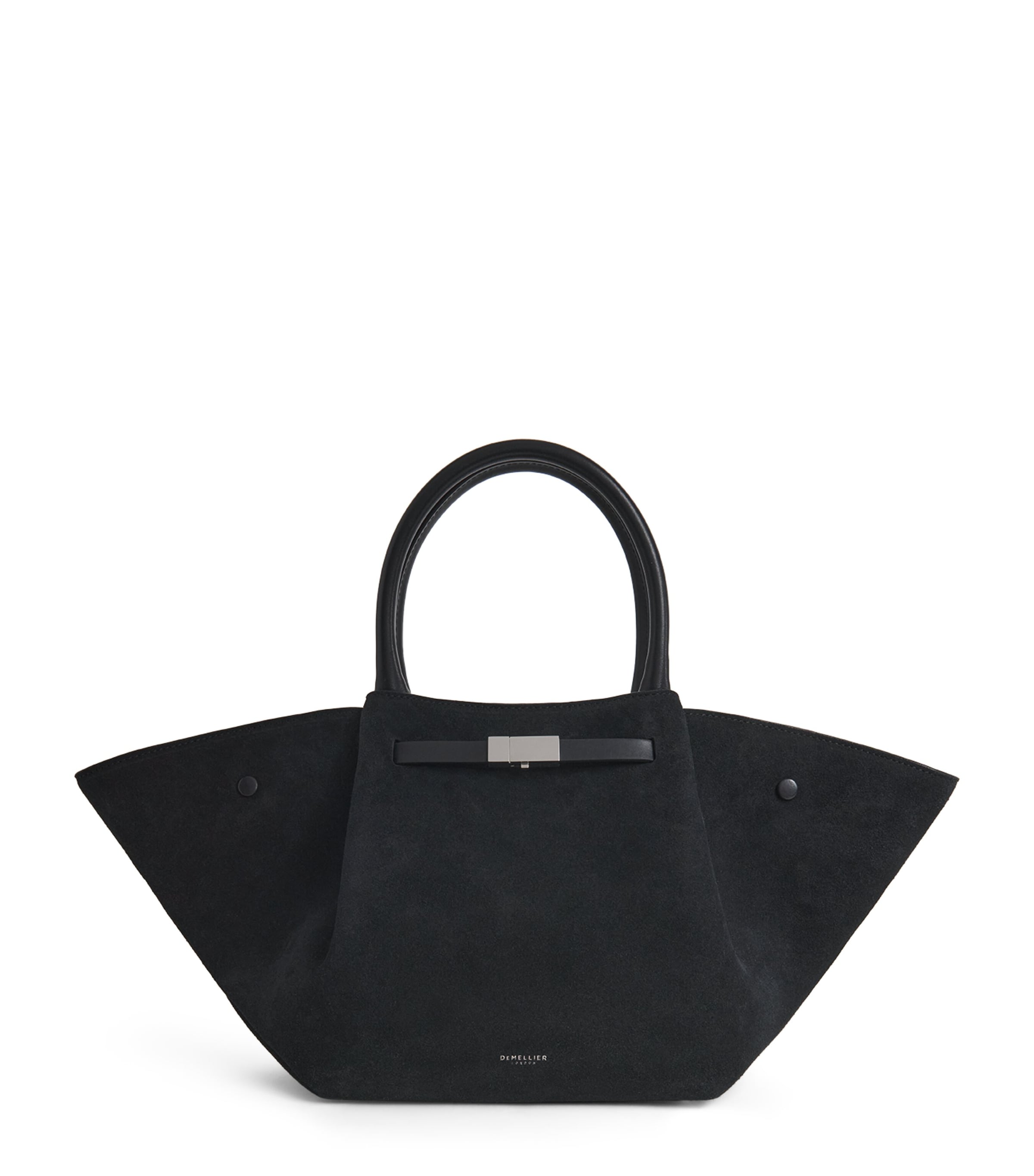 Demellier Midi Suede The New York Tote Bag Black/black W/sh Image 1