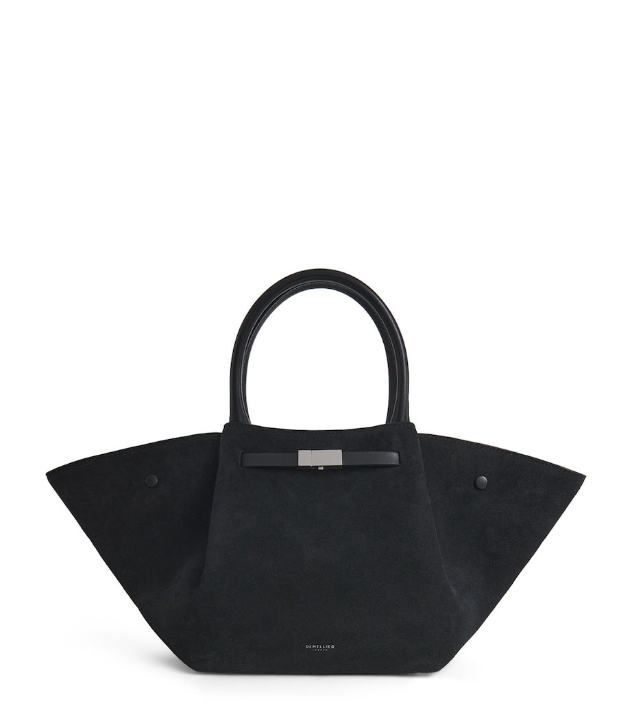 Demellier Midi Suede The New York Tote Bag Black/black W/sh Image 1