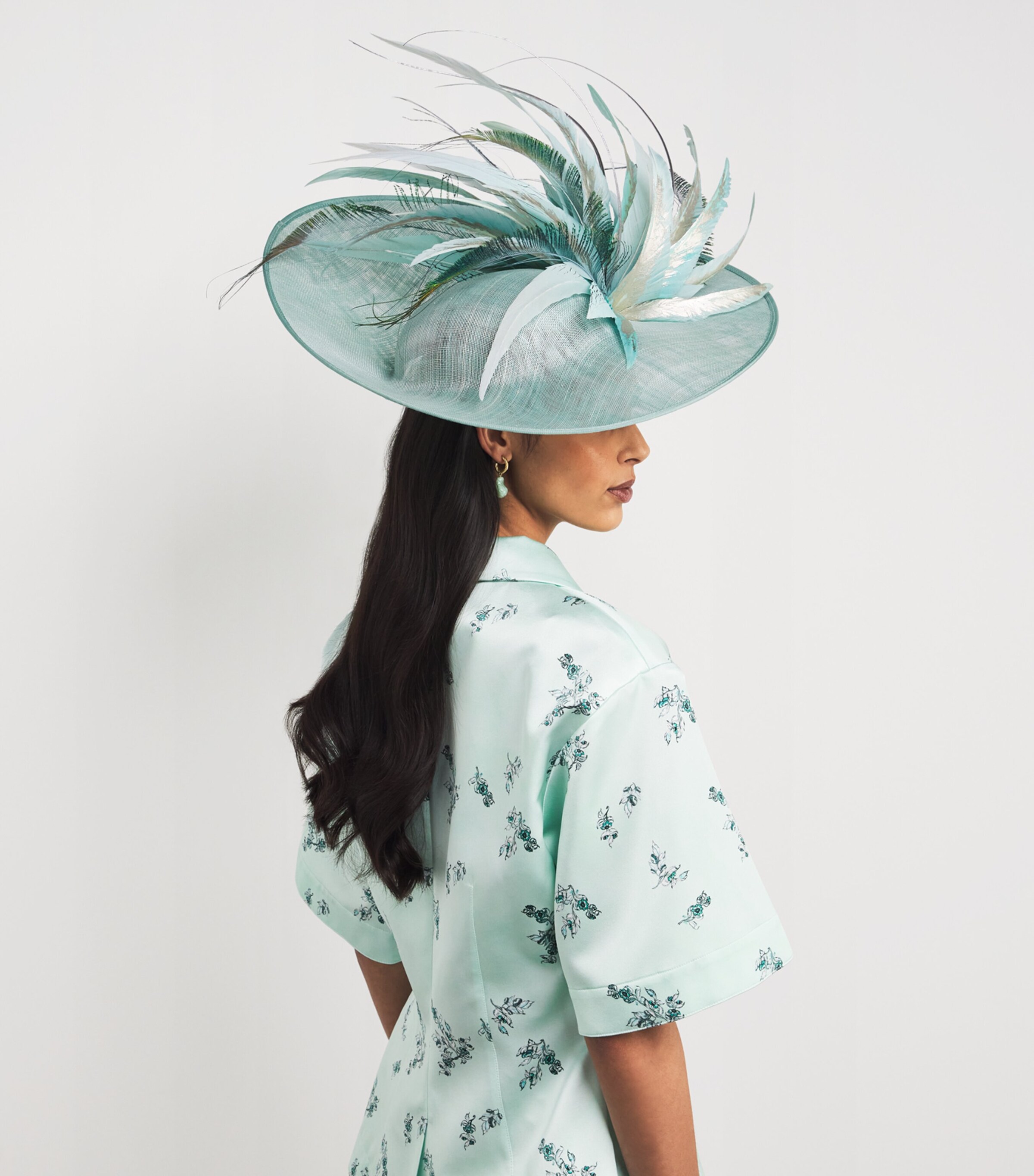 Bohemian Rhapsody Hat Fascinator DUCK EGG/NATURAL Image 3