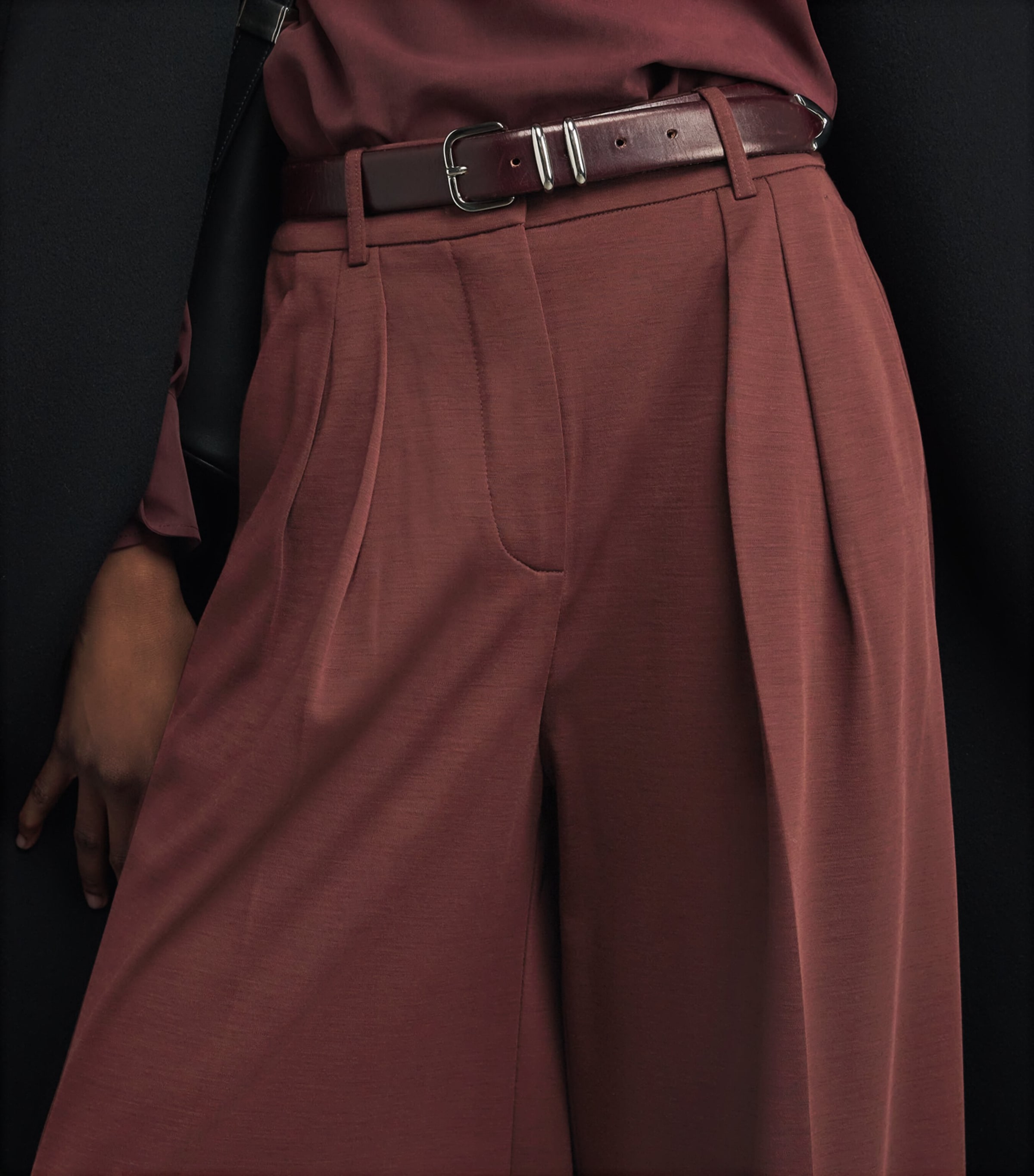 Wool Jersey Palazzo Trousers CHERRY Image 6