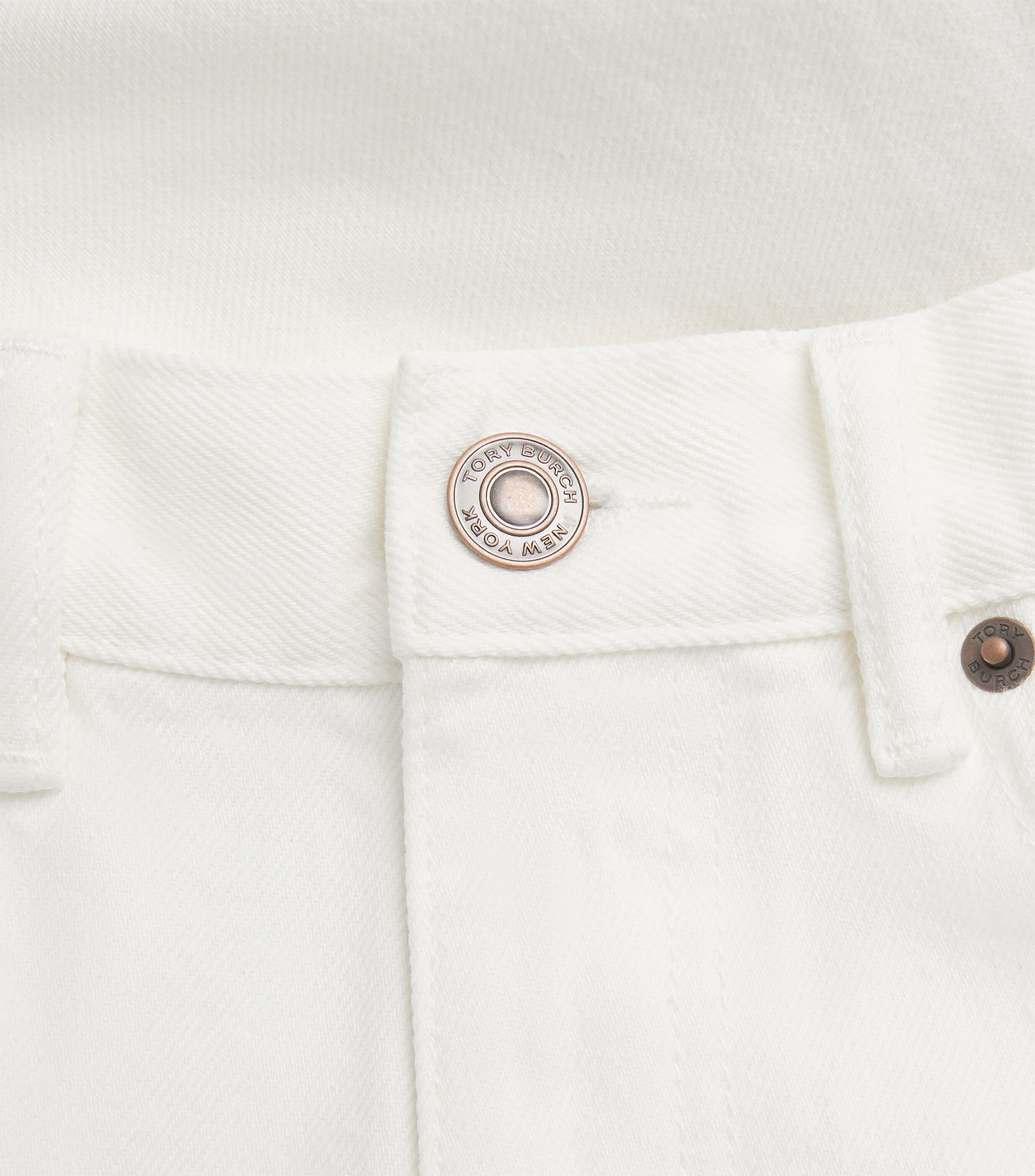 Tory Burch Womens Contrast-Cuff Cropped Straight Jeans White Image 6