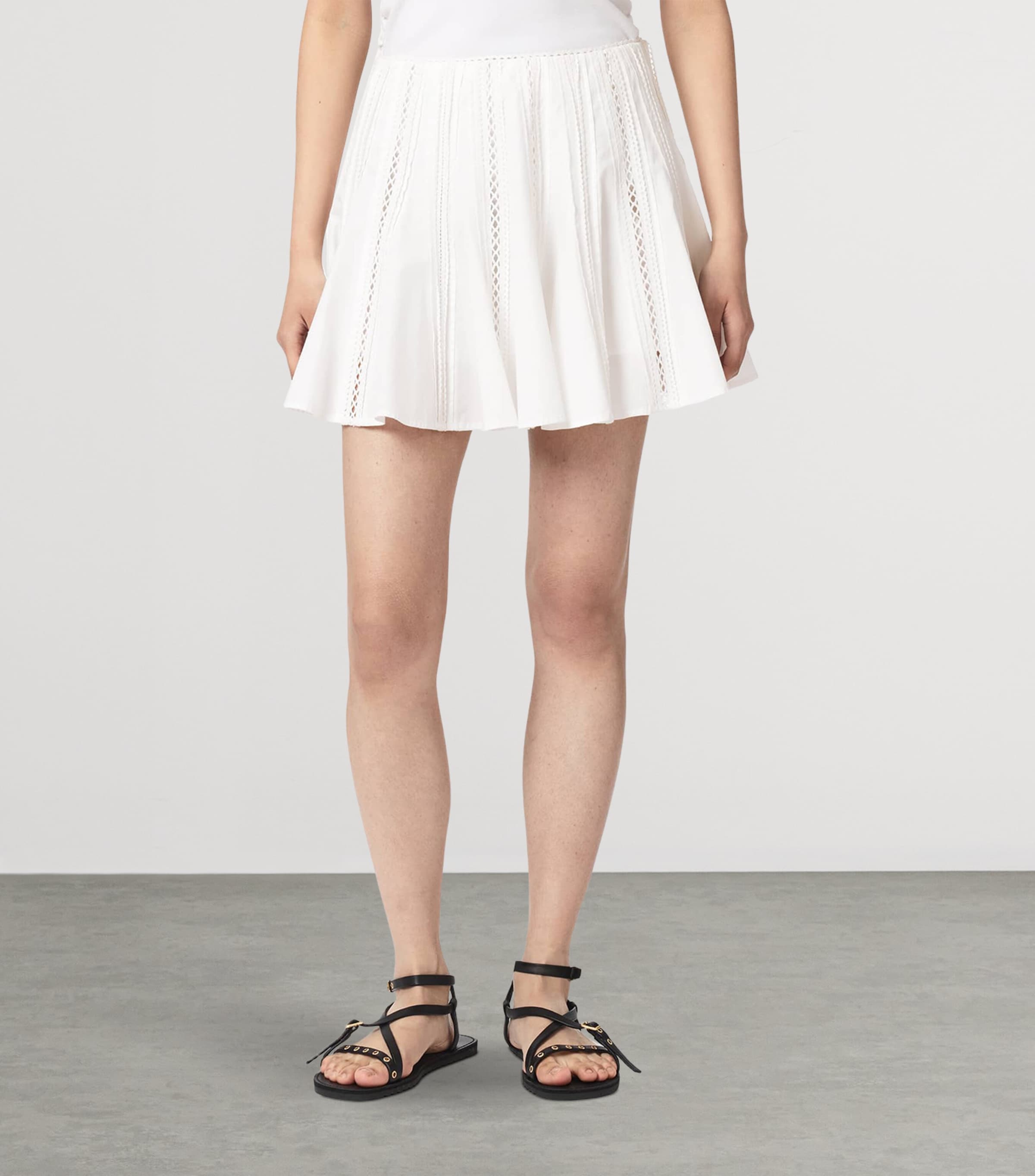 AllSaints Womens Organic Cotton Frances Mini Skirt Optic White Image 3
