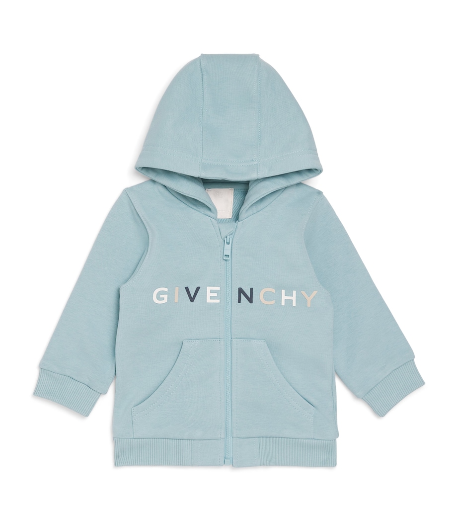 Givenchy Kids Cotton-Blend Multi-Tone Logo Hoodie (6-36 Months) Medium Grey Image 1