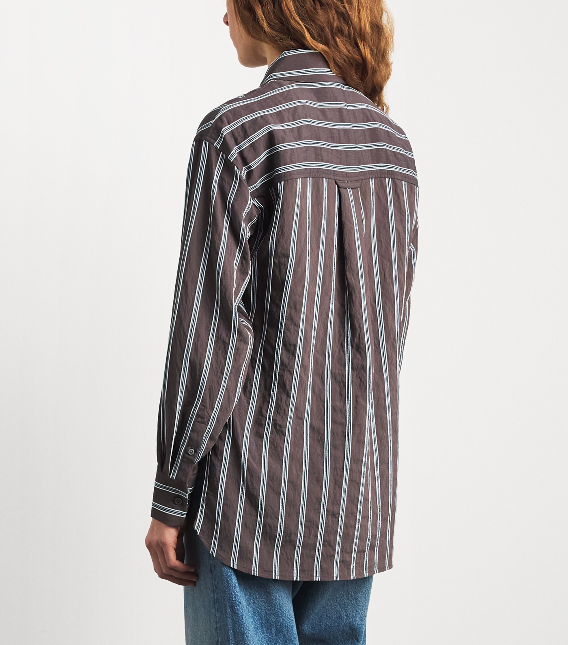 Veronica Beard Womens Stripe Lloyd Shirt Dark Mocha Image 5