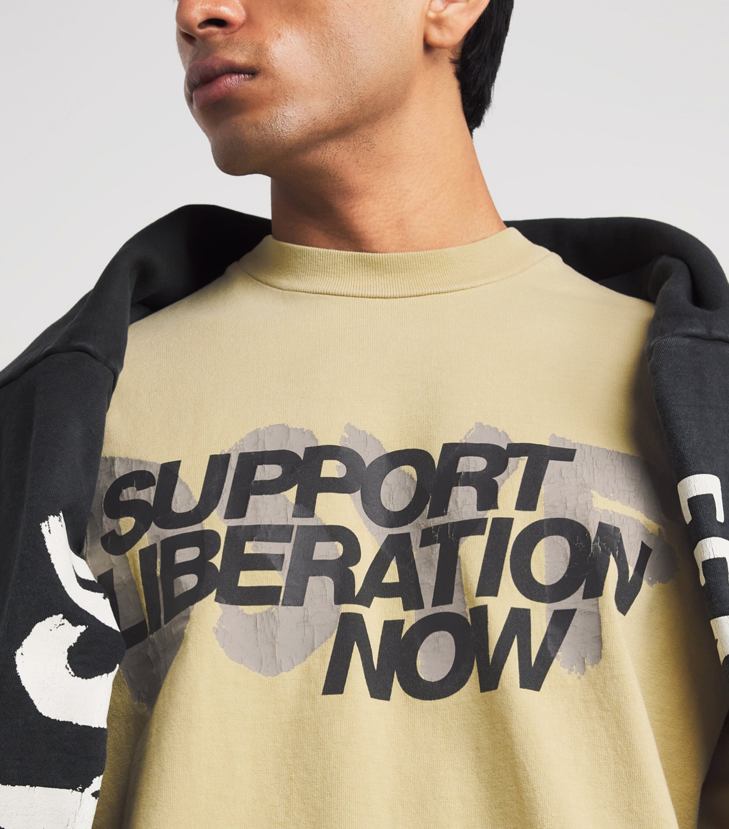 Fear Of God Mens x DSYF Support Liberation Now T-Shirt Clay/ Image 3