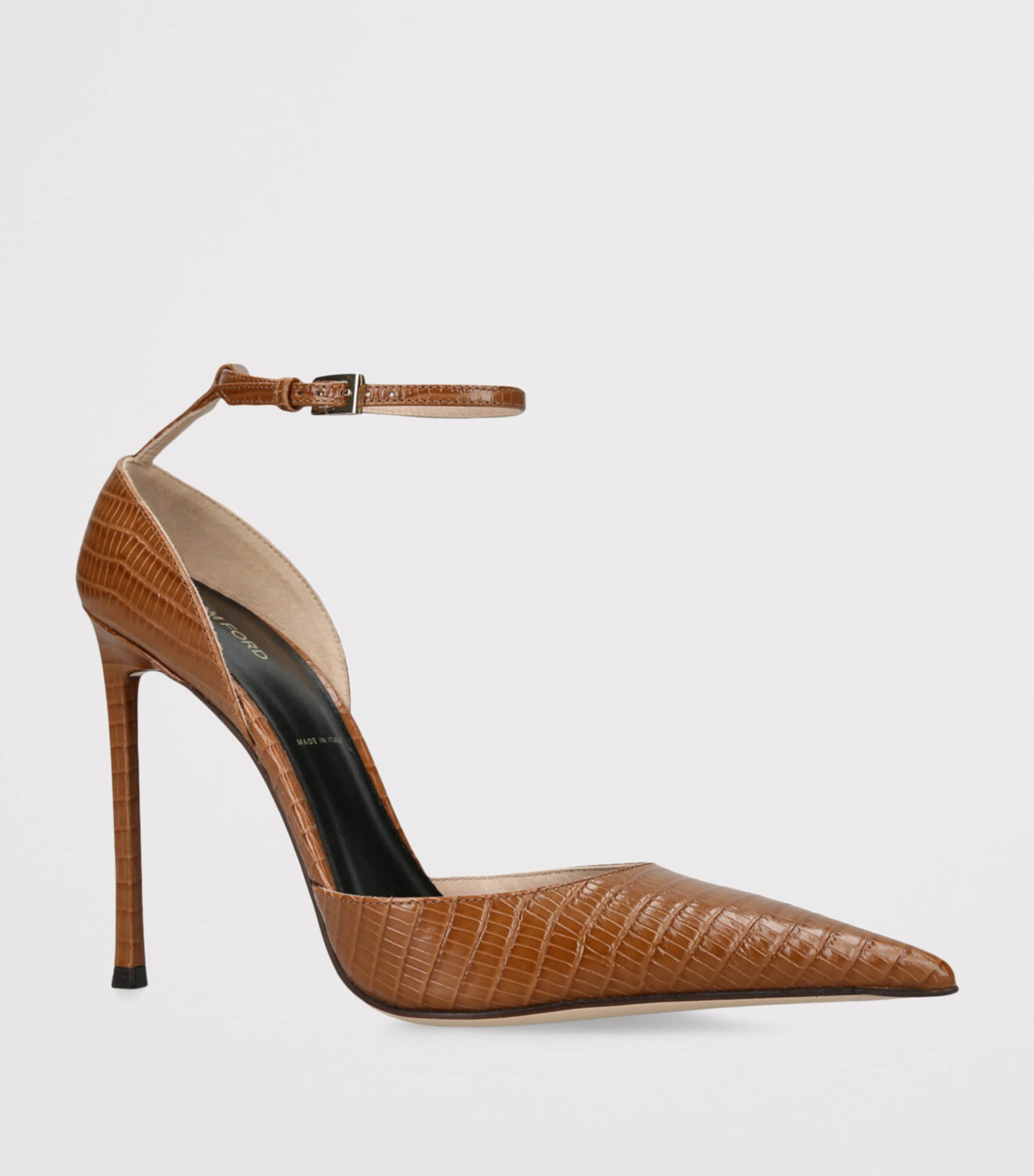 TOM FORD Womens Leather Snakeskin-Effect Vertigo Heeled Sandals 105 Tan Image 3