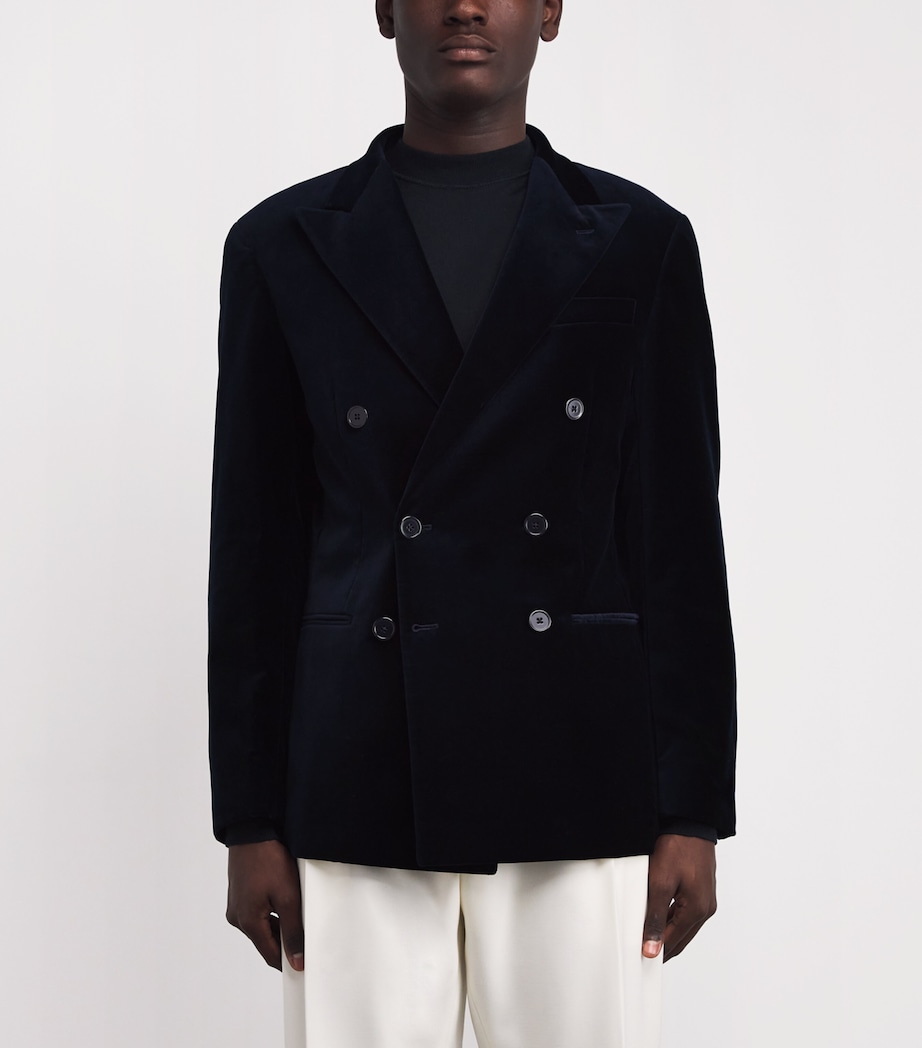 Velvet Double Breasted Blazer NAVY Image 3