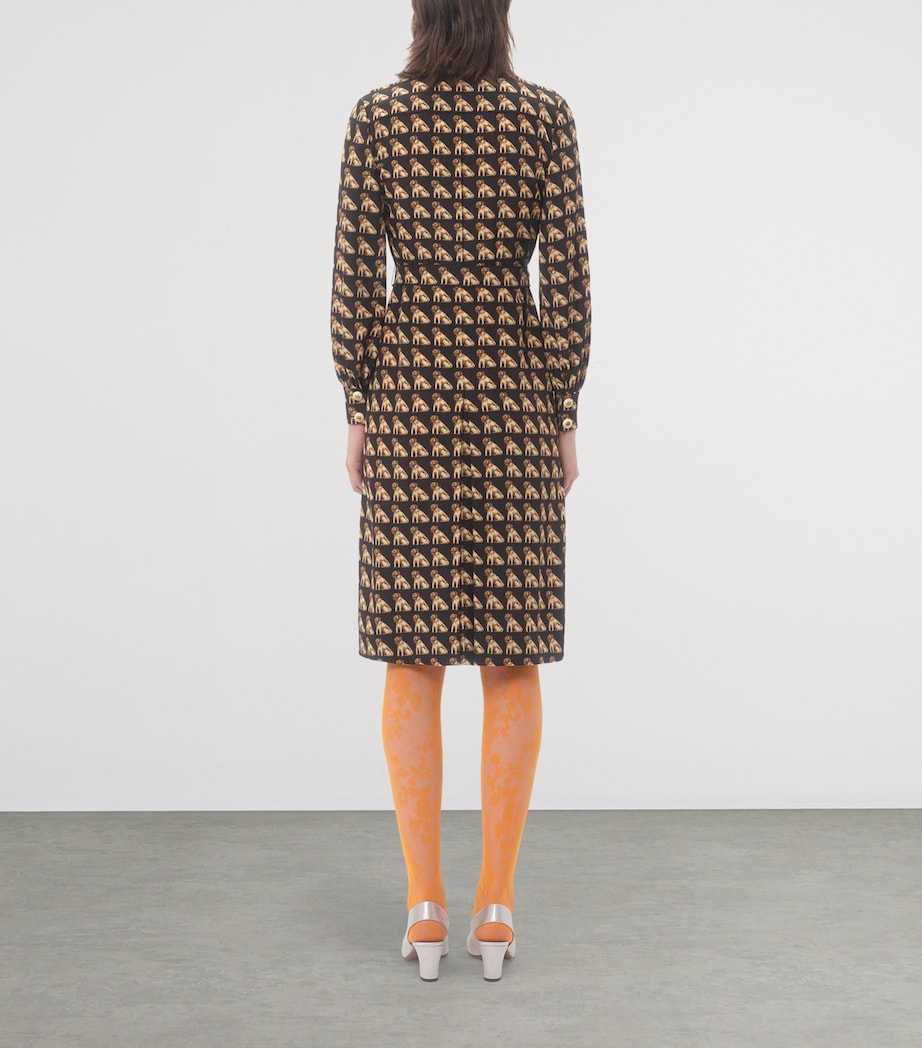Silk Dog Print Midi Dress K92 Image 4