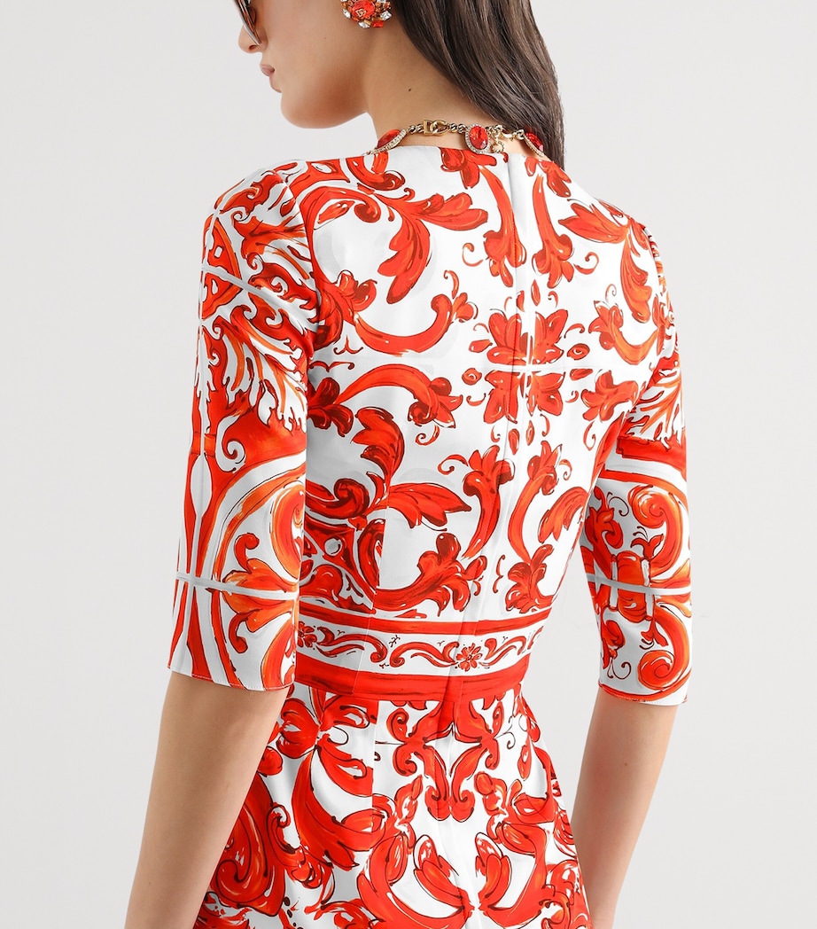 Dolce&Gabbana Womens Silk Majolica Print Midi Dress Combined Colou Image 4