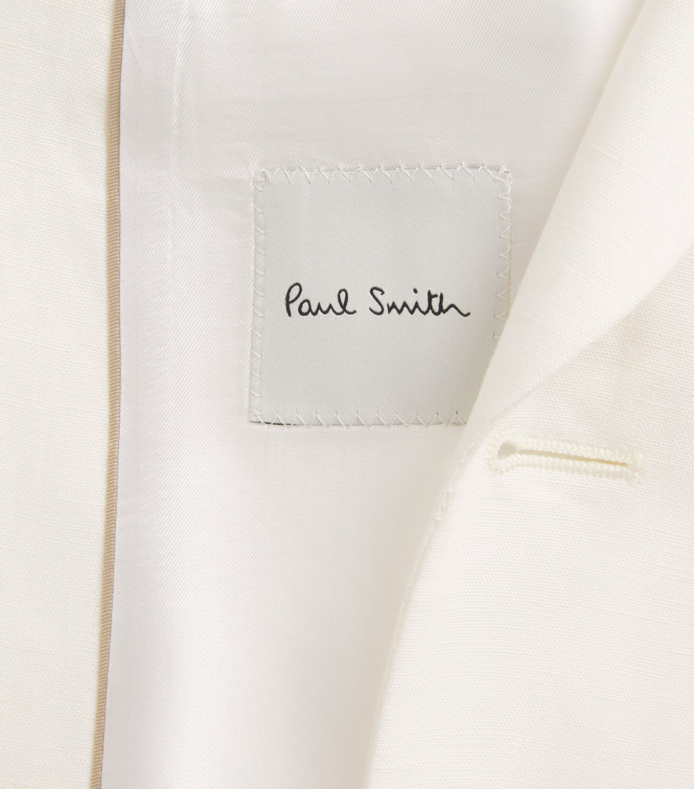 Paul Smith Mens Linen Single-Breast Blazer White Image 6