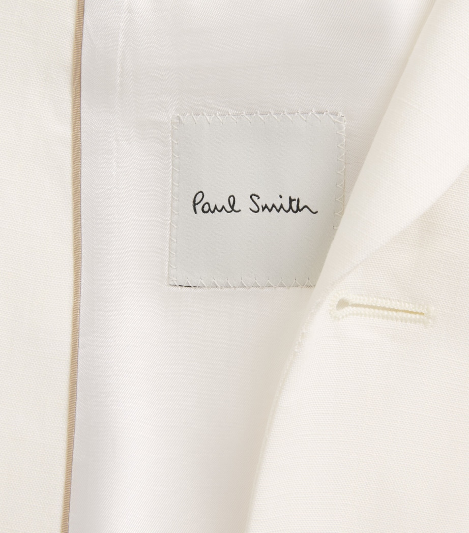 Paul Smith Mens Linen Single-Breast Blazer White Image 6