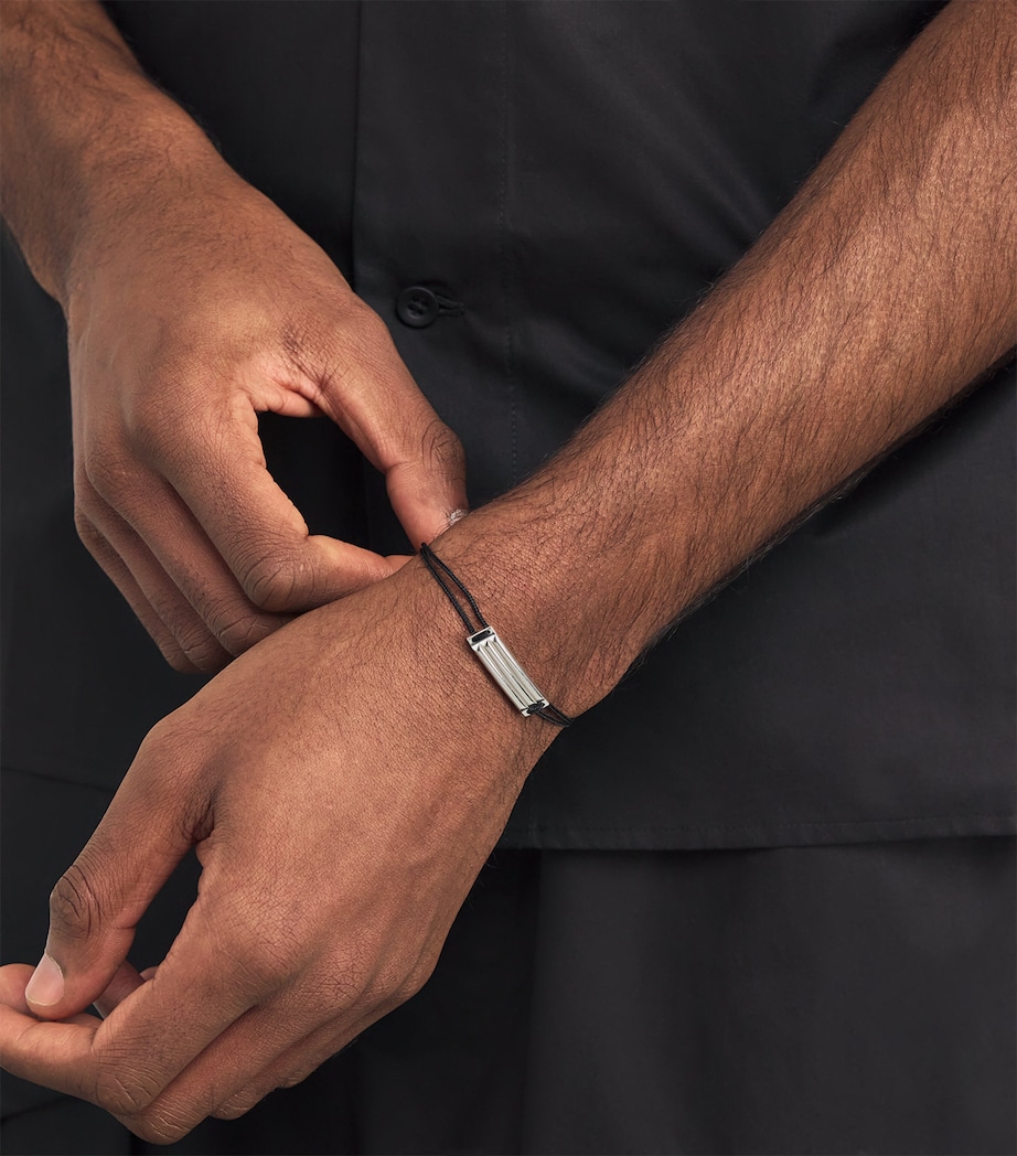 Sterling Silver Godron 5g Cord Bracelet BLACK Image 2