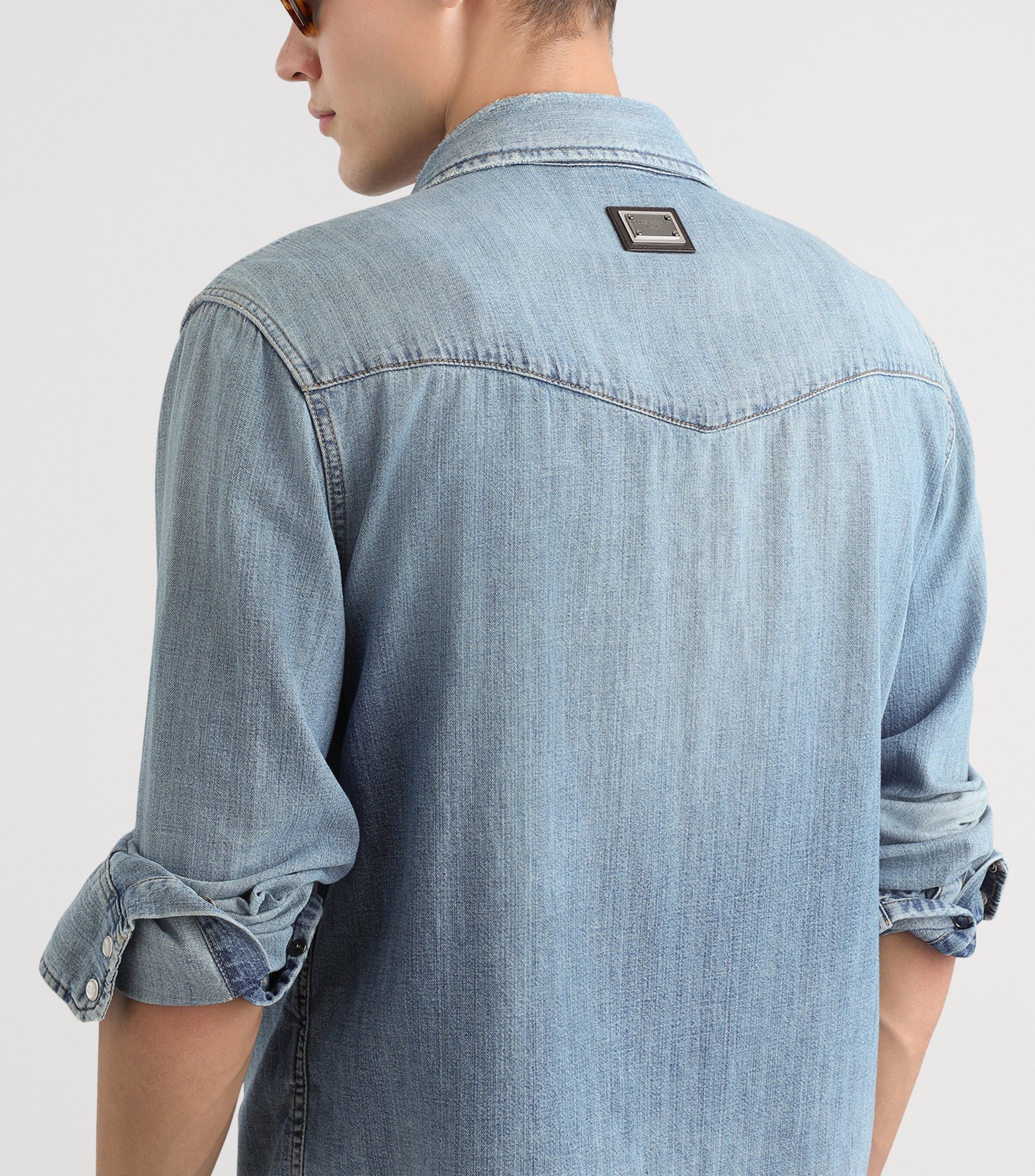 Dolce&Gabbana Mens Distressed Denim Shirt Combined Colo Image 5
