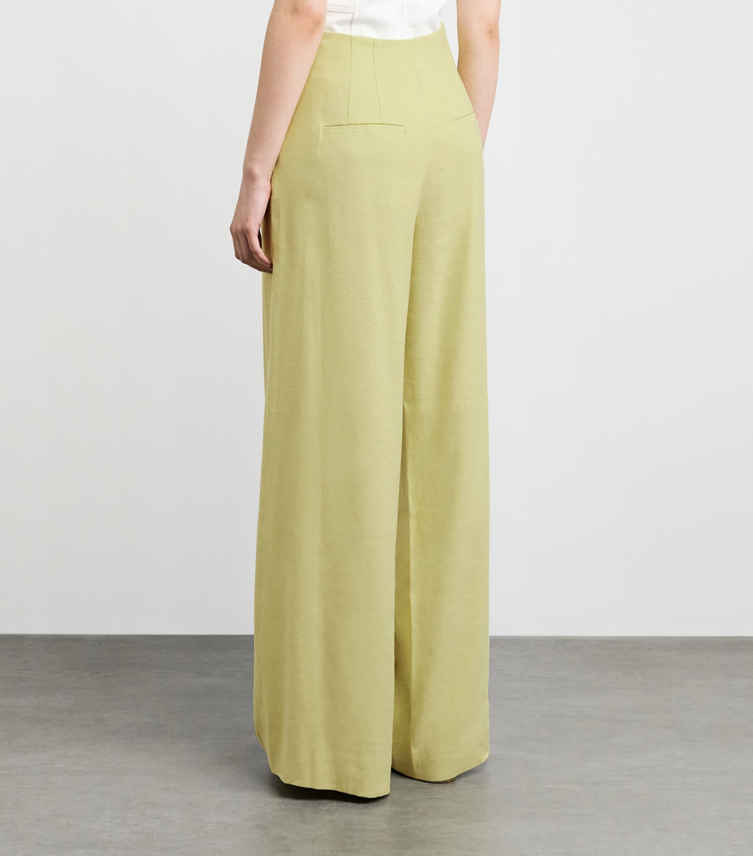 Veronica Beard Womens Linen-Blend Wide-Leg Trousers Pistachio Image 5