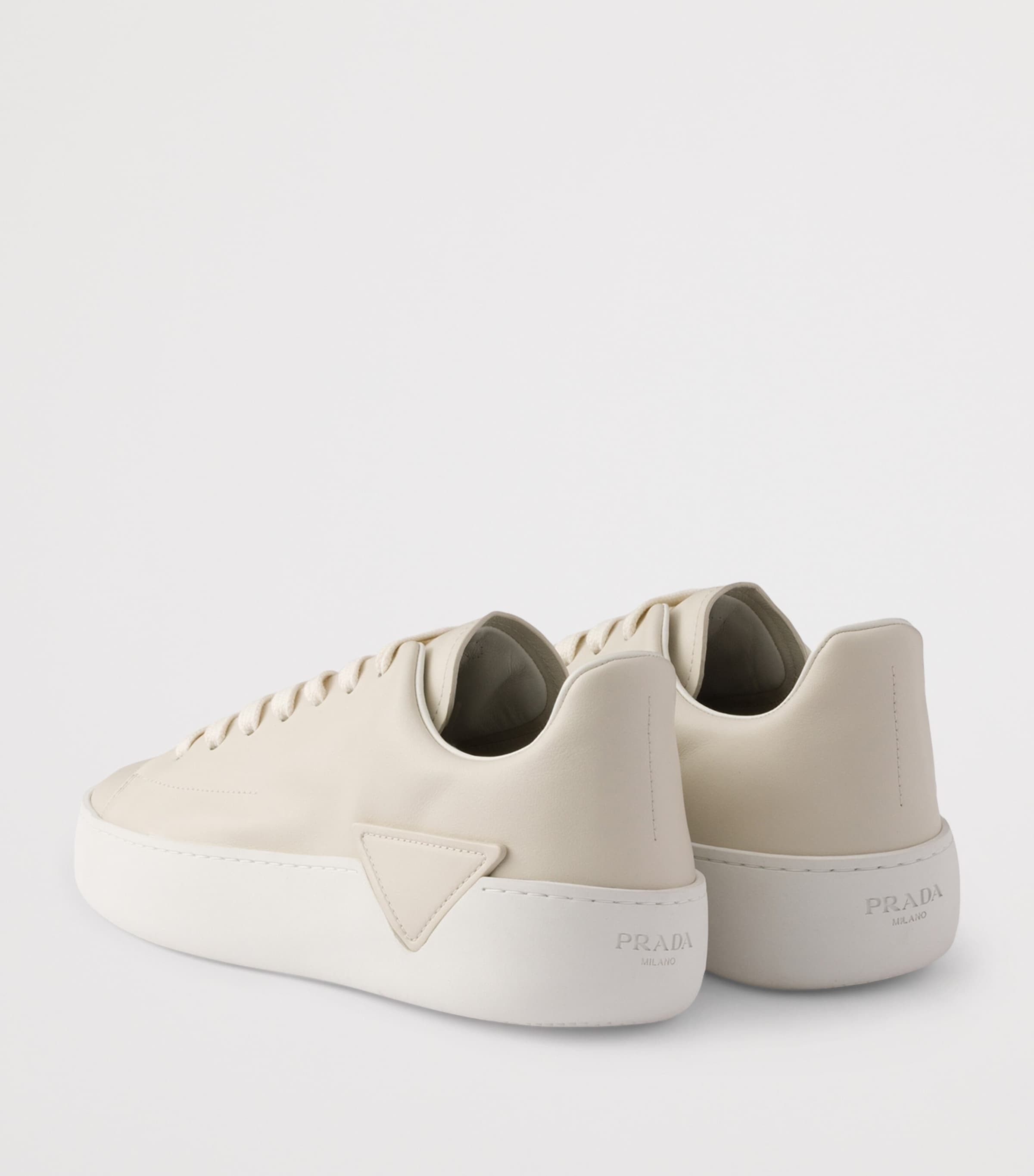 Prada Leather Court Low-Top Sneakers Neutral Image 4