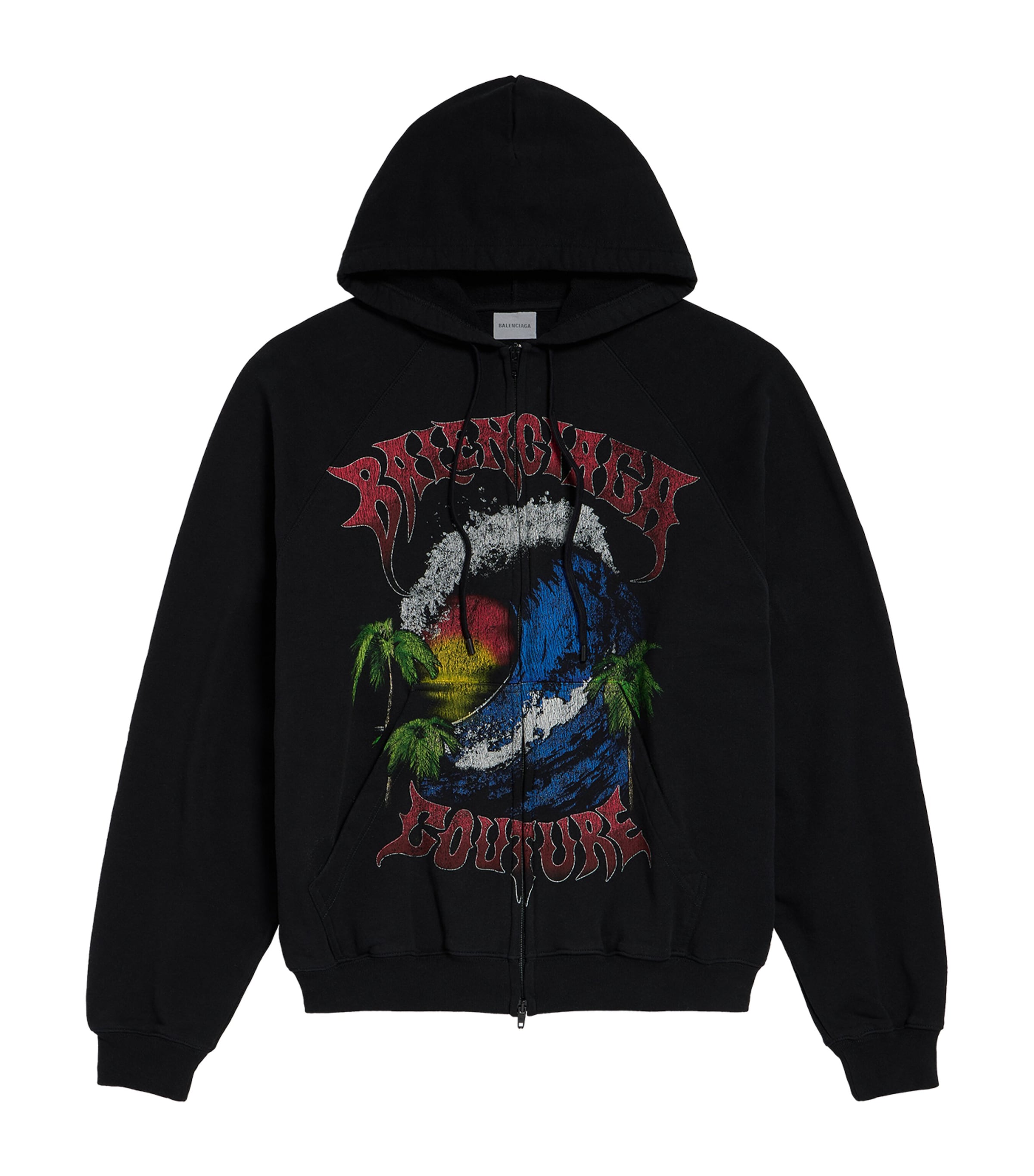 Balenciaga Mens Cotton Graphic Zip-Up Hoodie Image 1