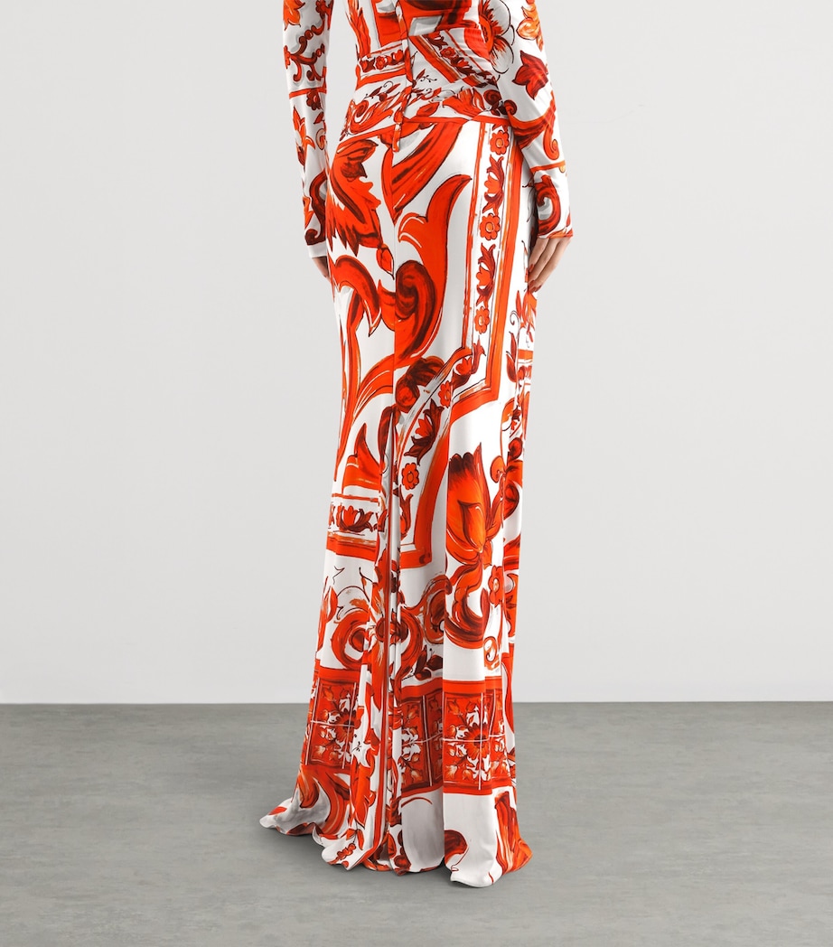 Dolce&Gabbana Womens Long-Sleeve Majolica Print Maxi Dress Mix Maiolica O Image 5
