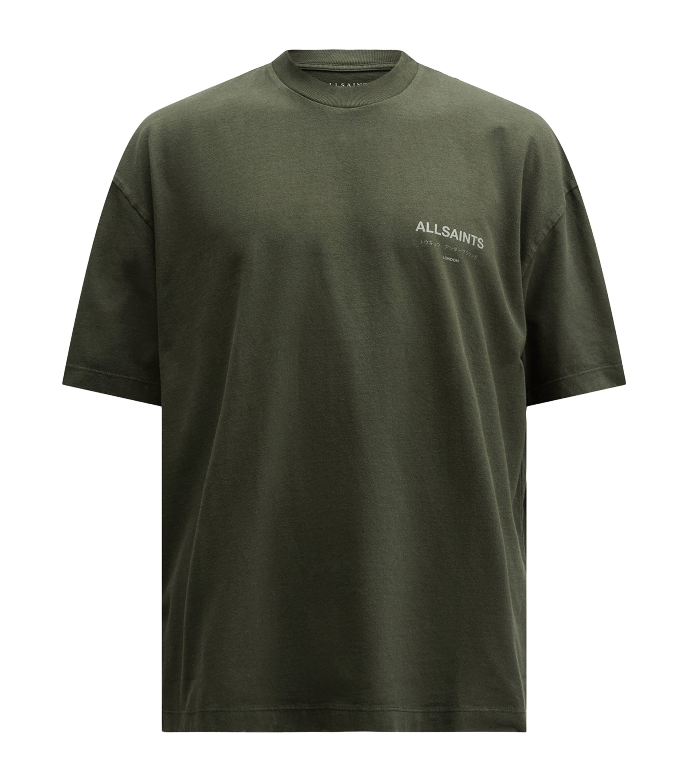 Allsaints Underground Oversized Crew Neck T-shirt In Green