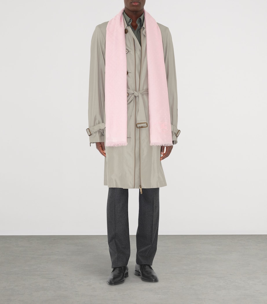 Silk-Wool Wide Check Scarf SUGAR PINK Image 5