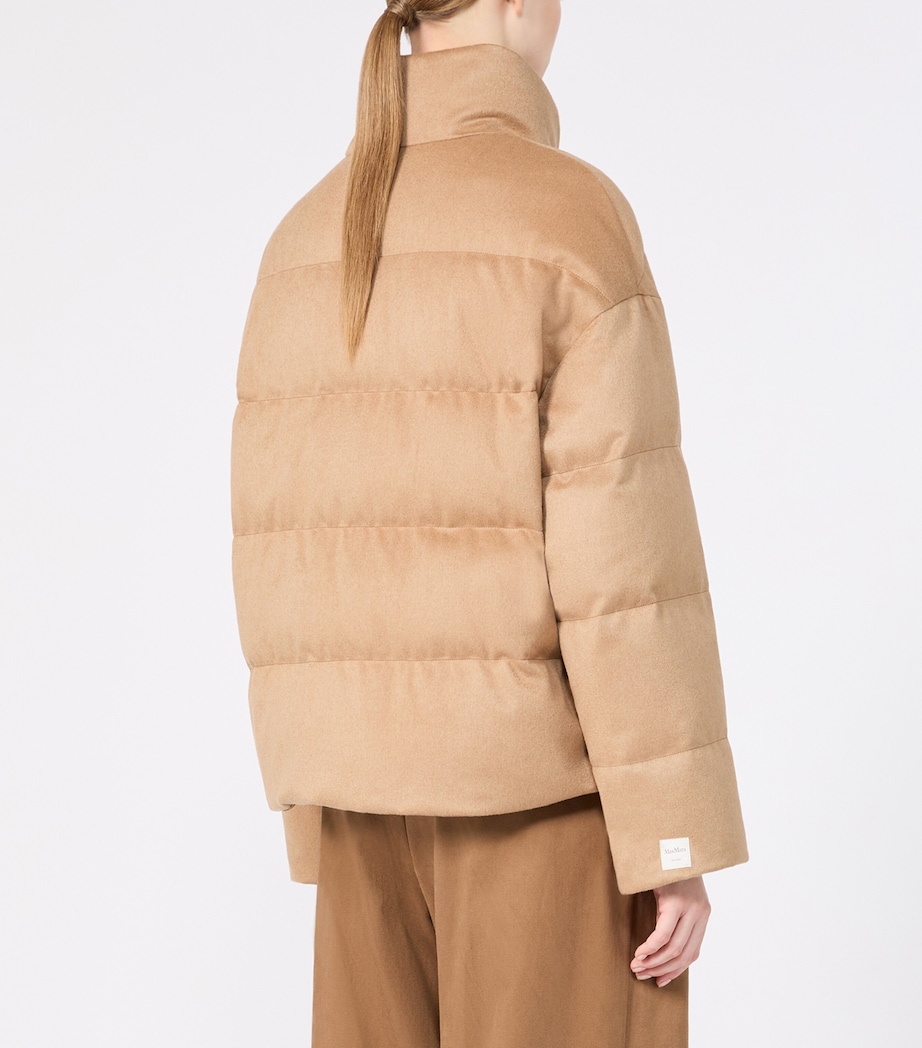 Max Mara Womens Camel Wool Down-Filled Jacket Beige Image 4