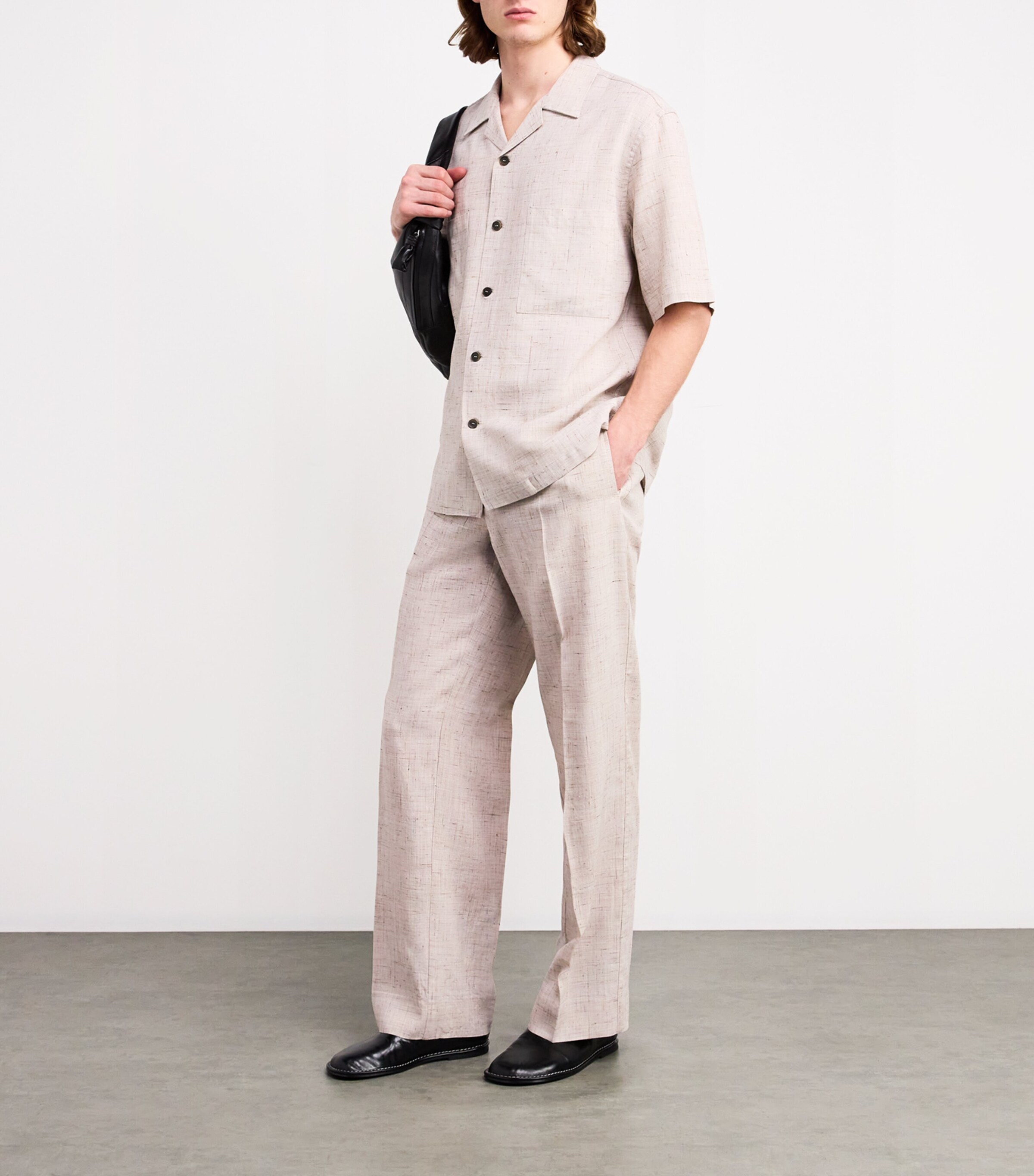 Barena Mens Slubbed Notched Collar Shirt Uni Image 2