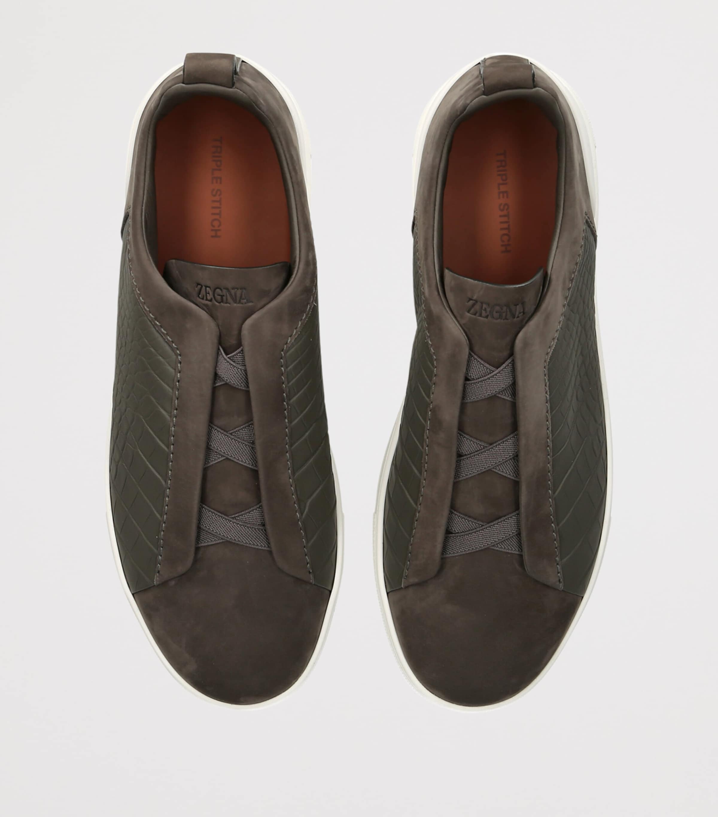 Zegna Crocodile Leather Triple Stitch SECONDSKIN Sneakers Gunmetal Image 2