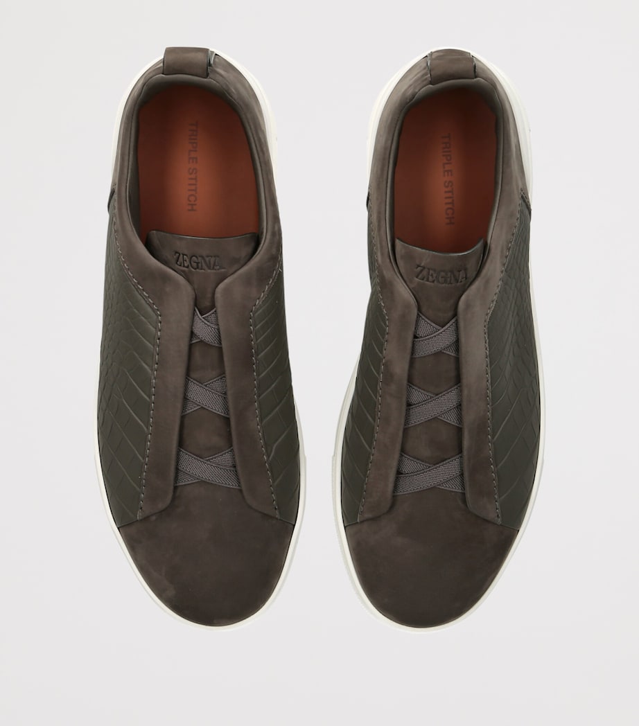 Zegna Crocodile Leather Triple Stitch SECONDSKIN Sneakers Gunmetal Image 2