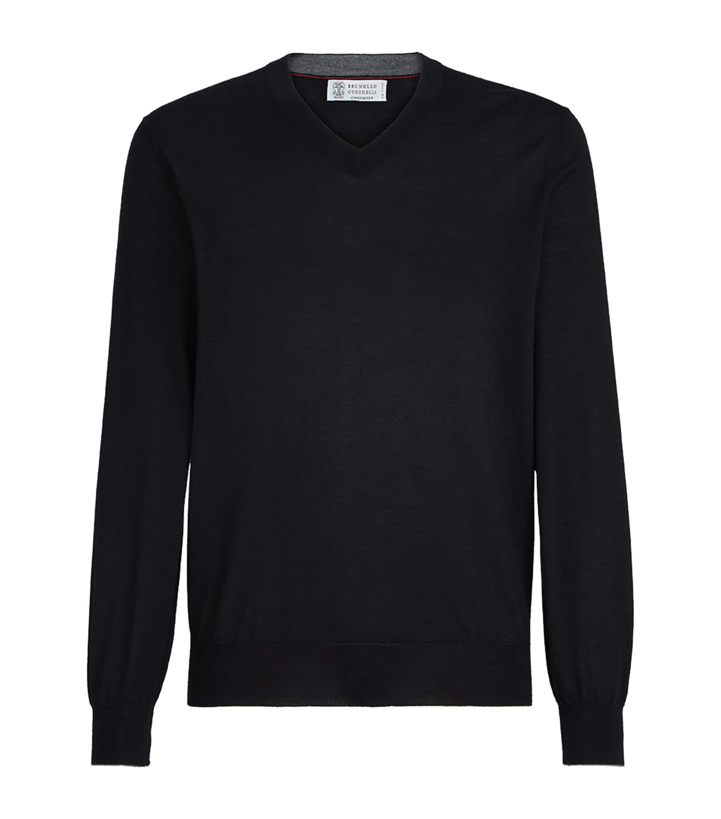 Brunello Cucinelli Mens Cashmere-Silk V-Neck Sweater Image 1