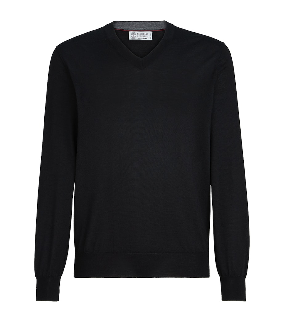 Brunello Cucinelli Mens Cashmere-Silk V-Neck Sweater Image 1
